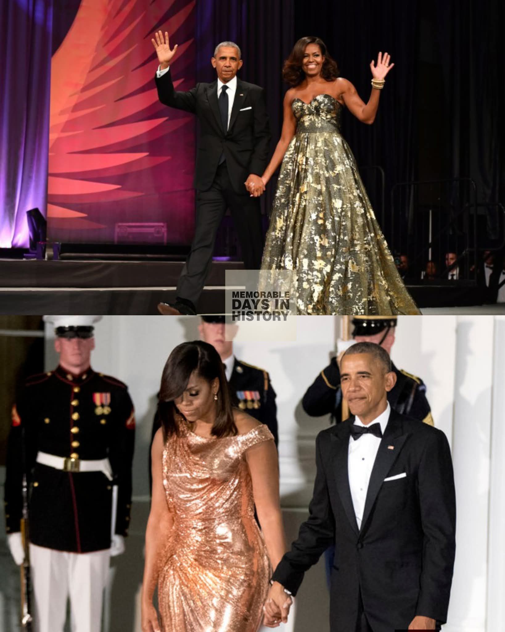 michelle obama rose gold dress in Atelier Versace at 2016 state dinner backless slip dress