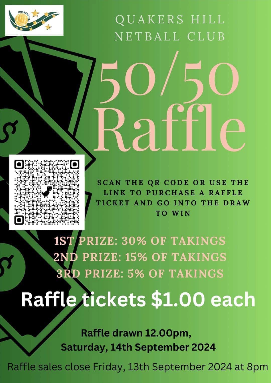 Quakers - A reminder raffle ticket sales close this Friday night at 8pm ...