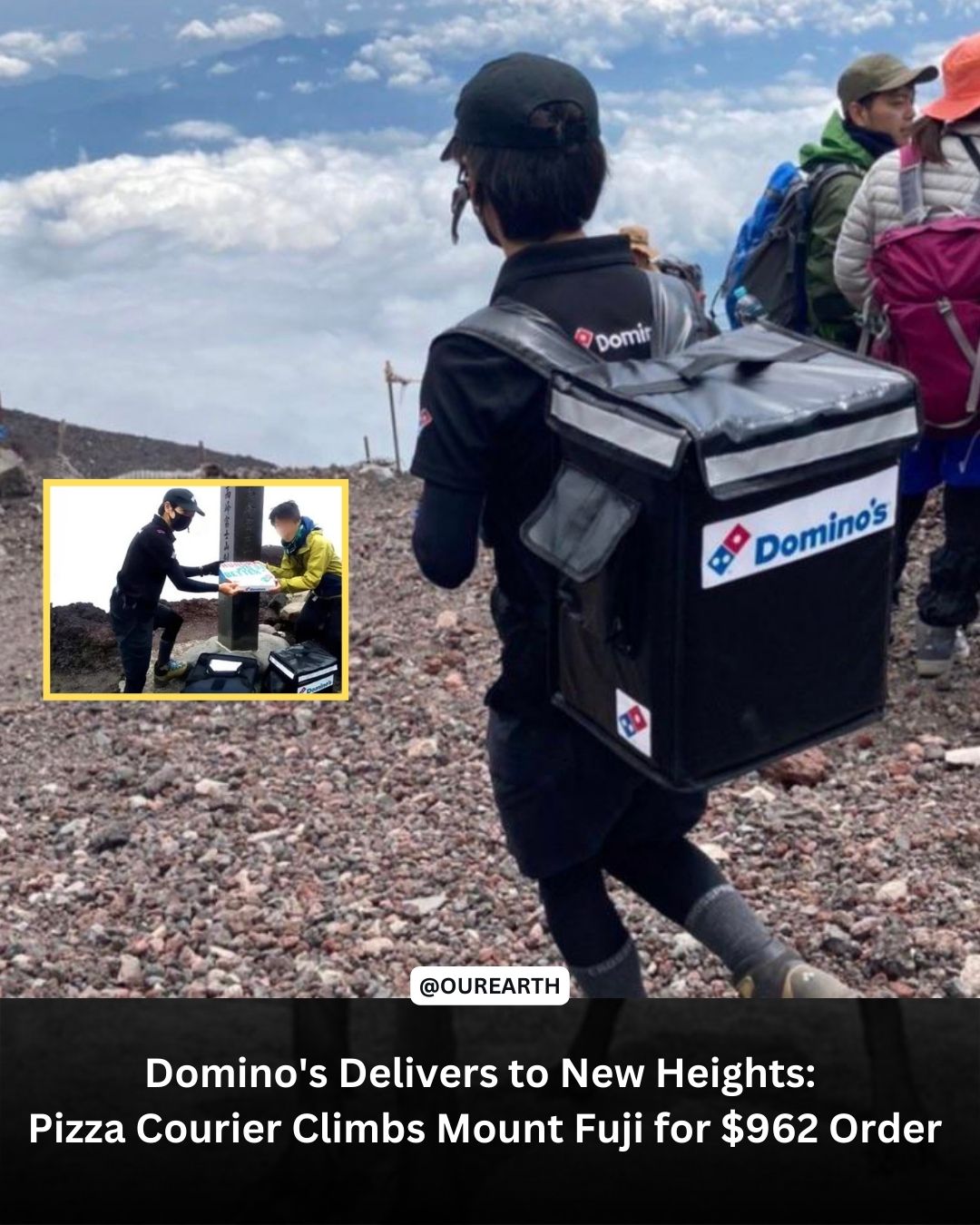 A PIZZA WAS DELIVERED TO THE SUMMIT OF MOUNT FUJI AFTER A SIX-HOUR