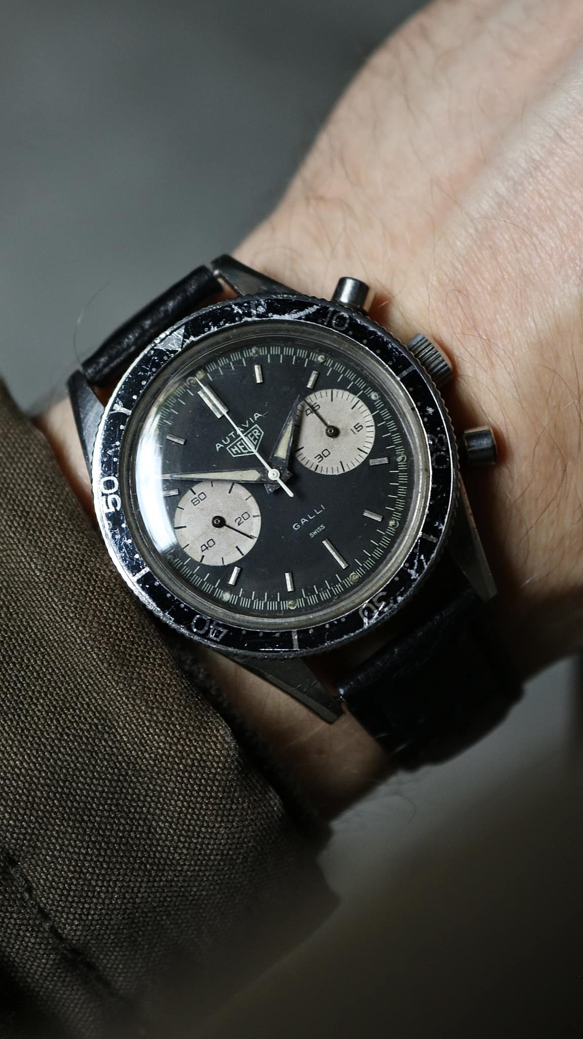 An incredibly rare Heuer Autavia 3646 'Andretti' with a second
