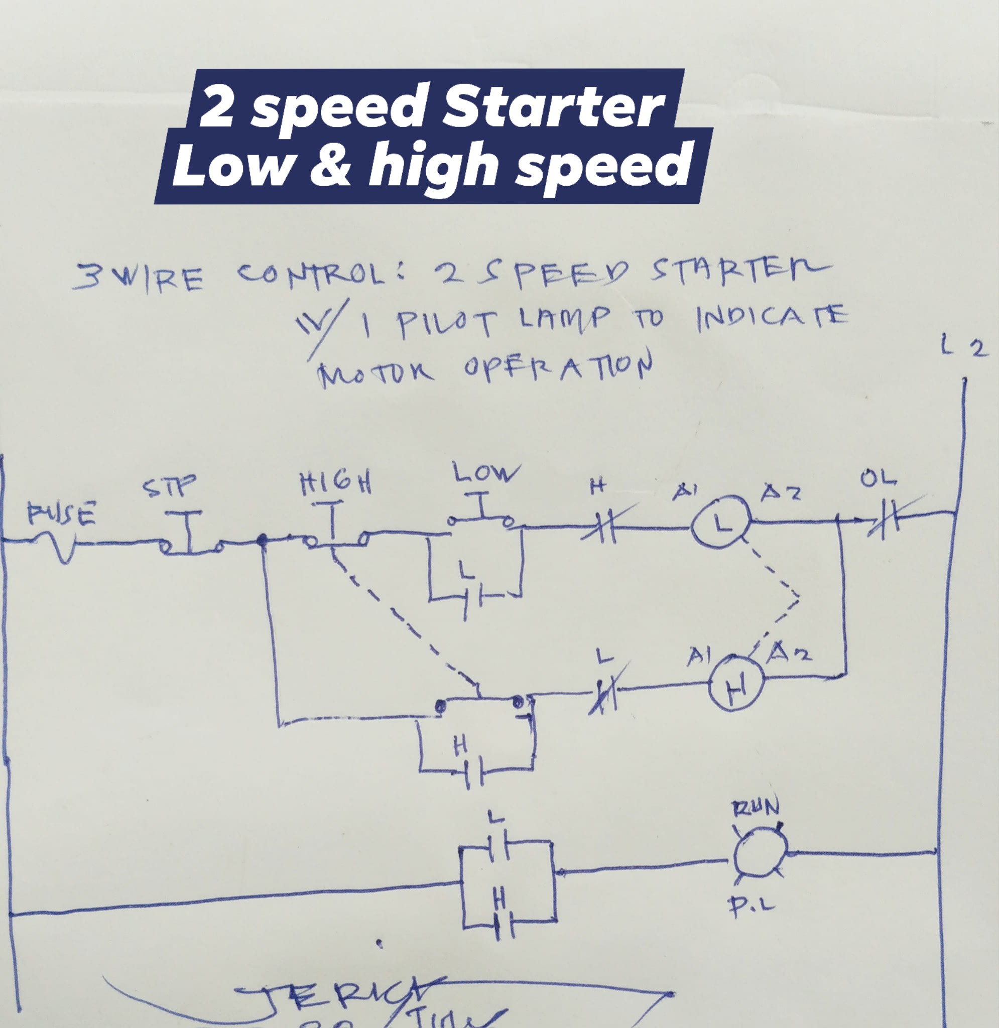MOTOR - 3 wire control ; 2 speed control ckt. Starter with pilot lamp ...