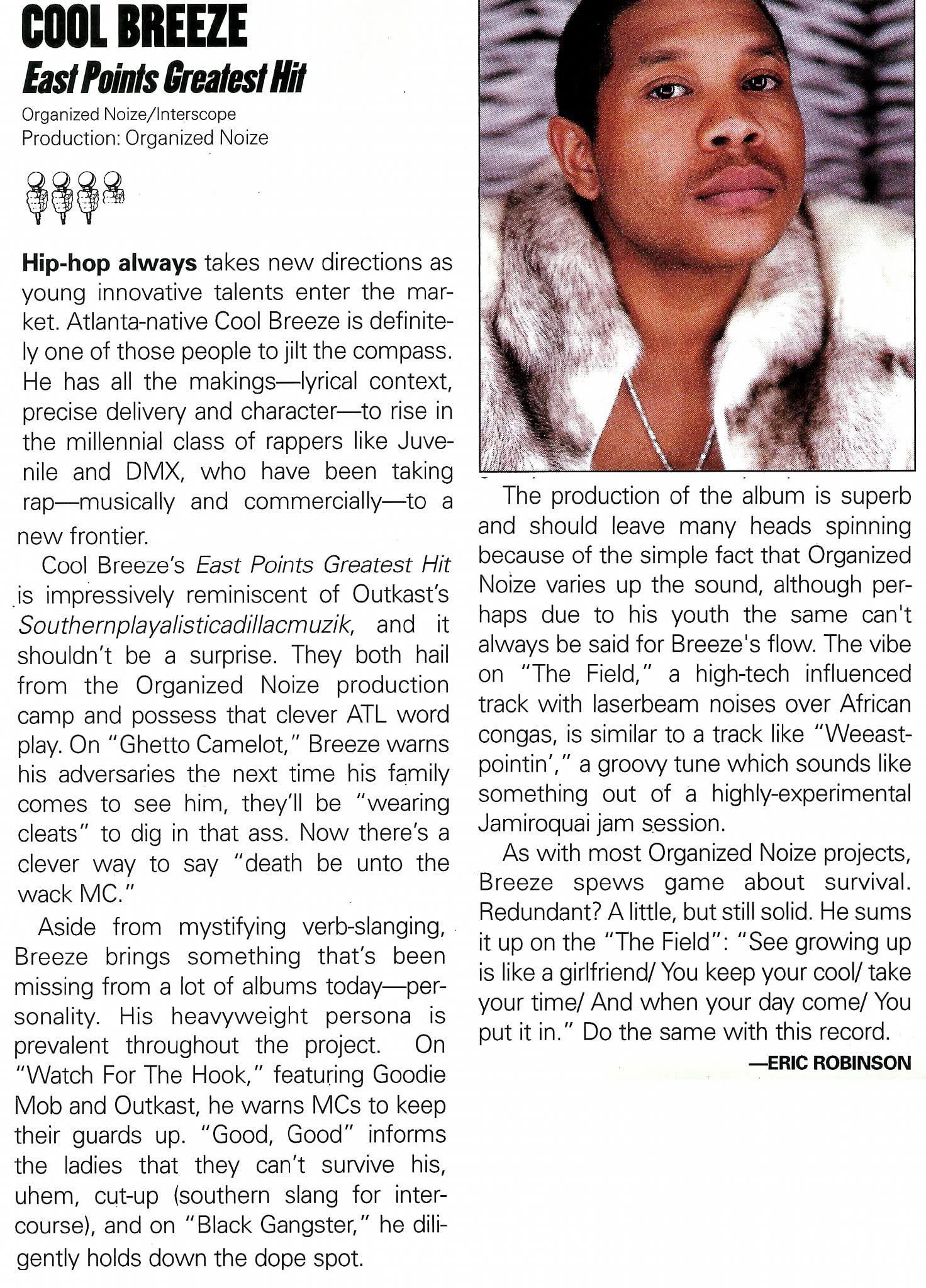 The Source's review and mic rating for Cool Breeze - East Point's