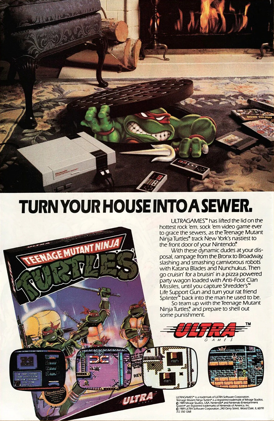 茶子 R 1989 Teenage Mutant Ninja Turtles Nintendo video game commercial 🎮