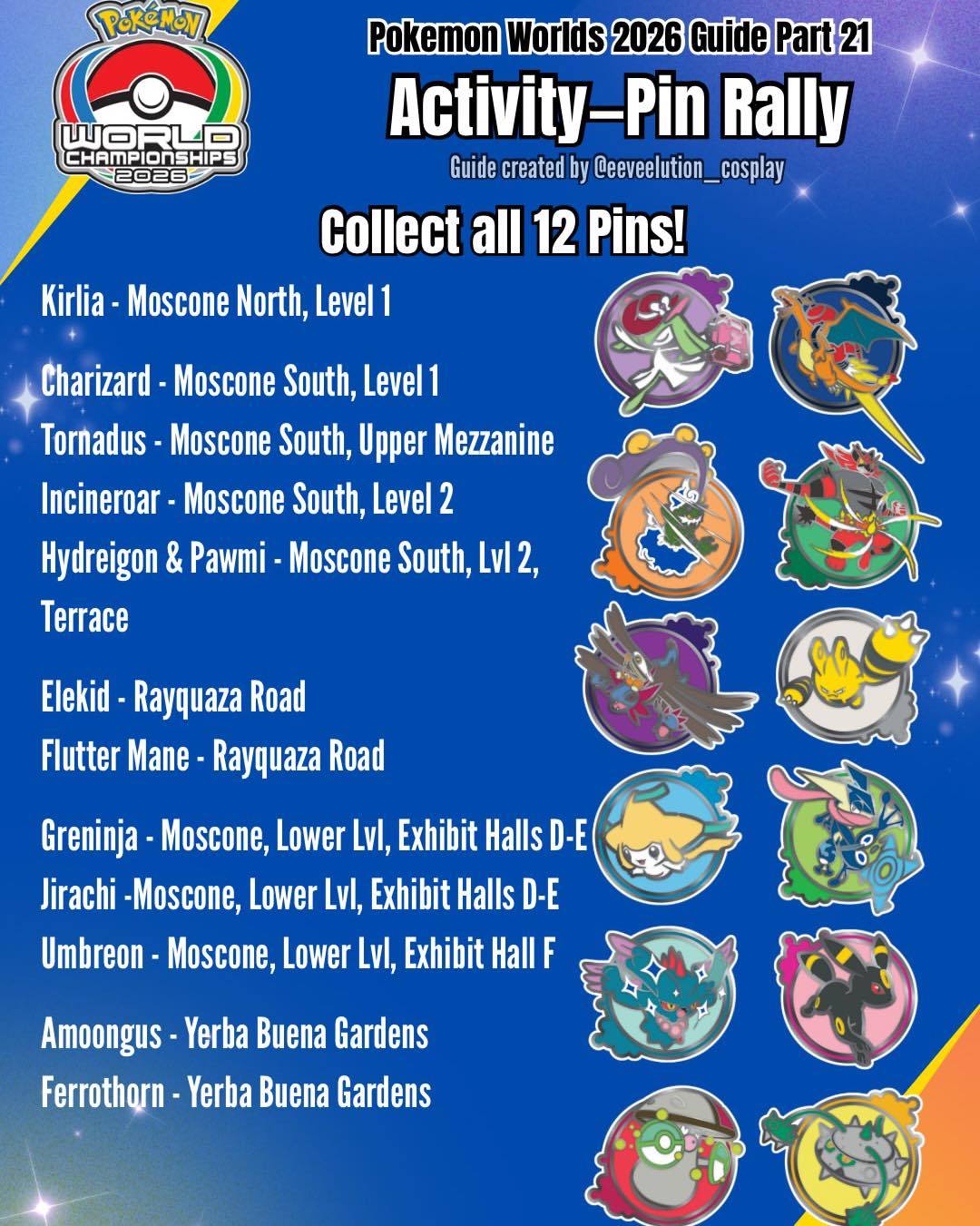 Pokemon XP ピンラリー 全12種 Pokémon XP & World Championships Pin Rally Locations Via