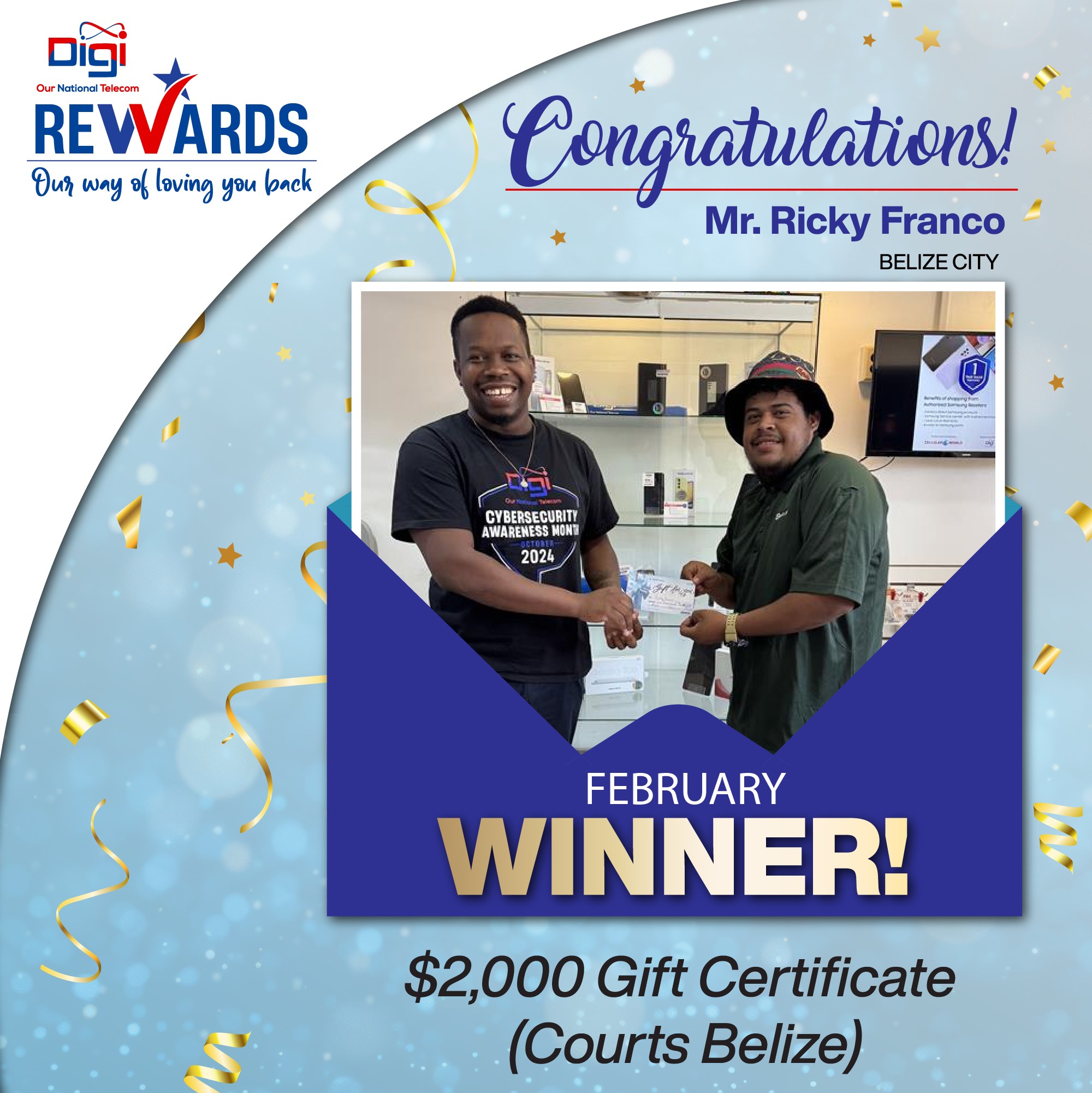 Digi Belize - Congratulations, Rick Franco! 🎉 Winner of a... | Facebook
