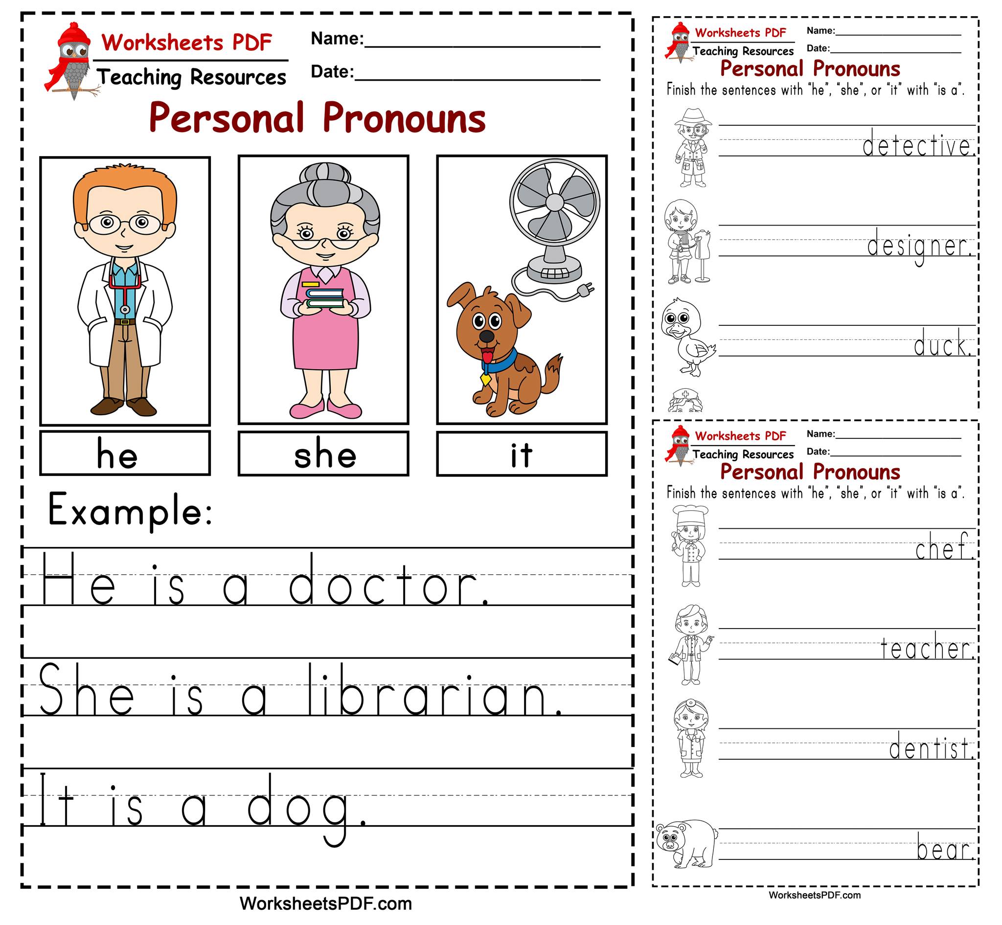 Worksheets PDF - He She It Grammar and Exercises ... | Facebook