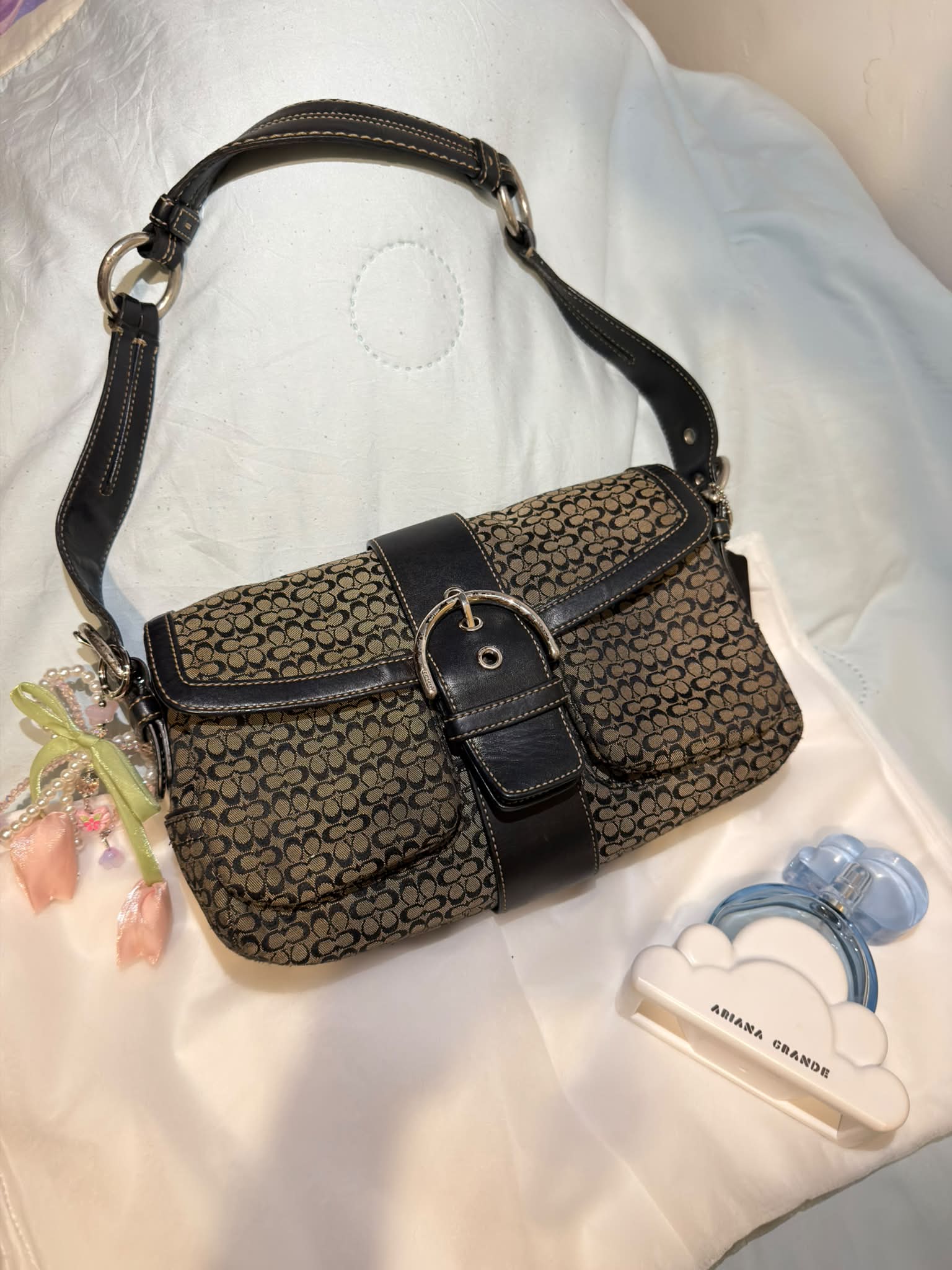 ✨Vintage Y2K Coach Soho Black Signature Buckle Flap Bag 6818