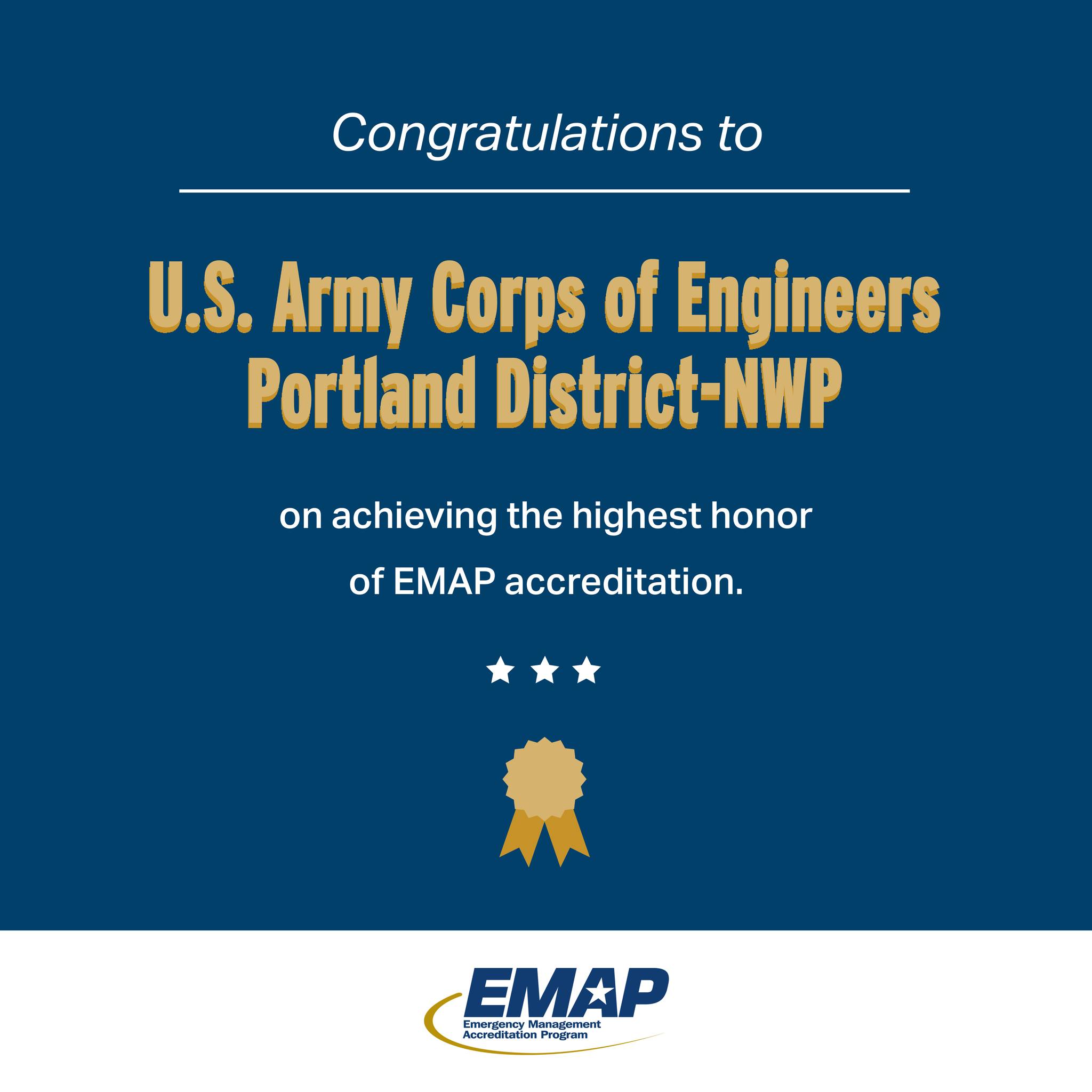 Emergency - We are pleased to congratulate the Portland District, US ...