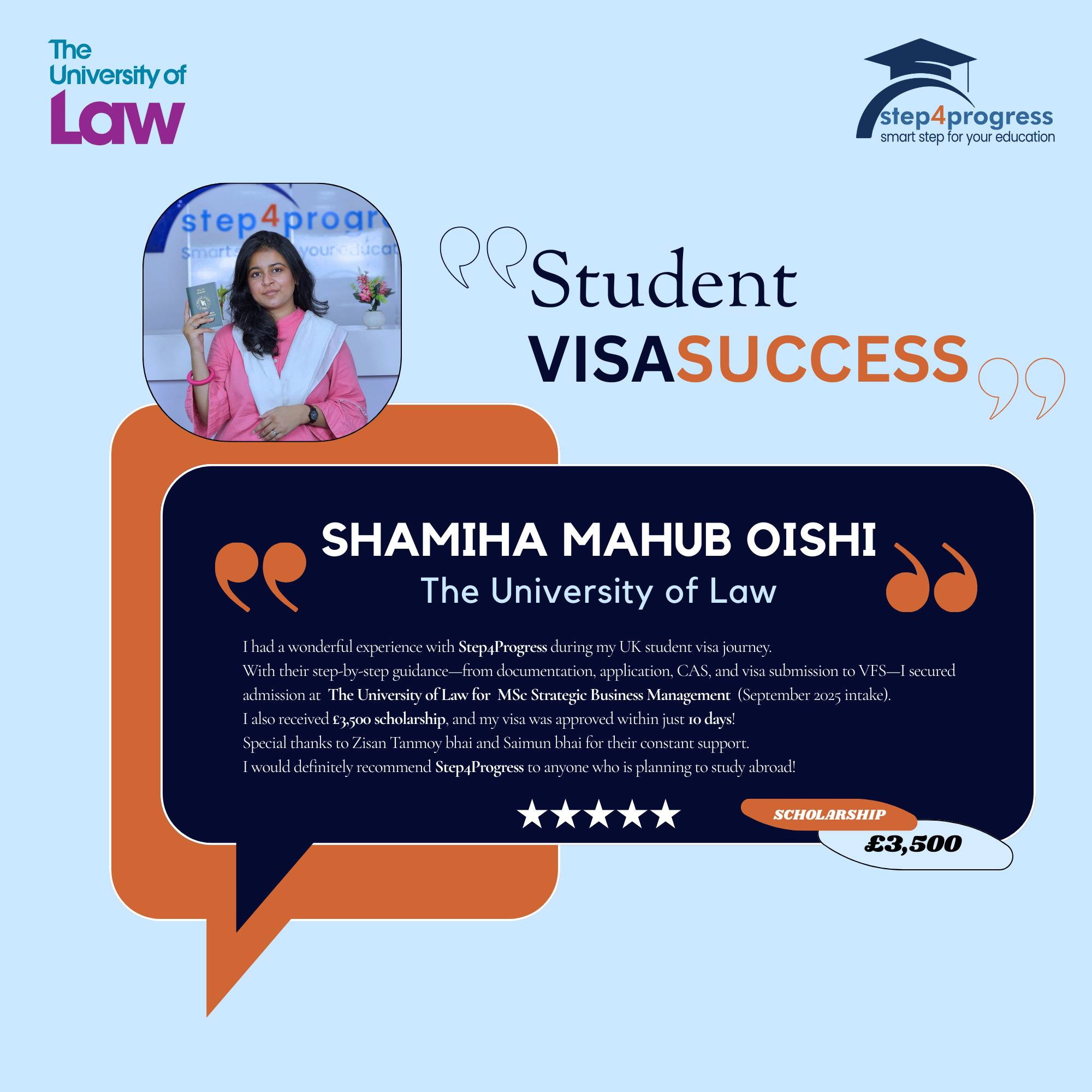 Step4progress | 🌟 Congratulations to Shamiha Mahub Oishi on her UK ...