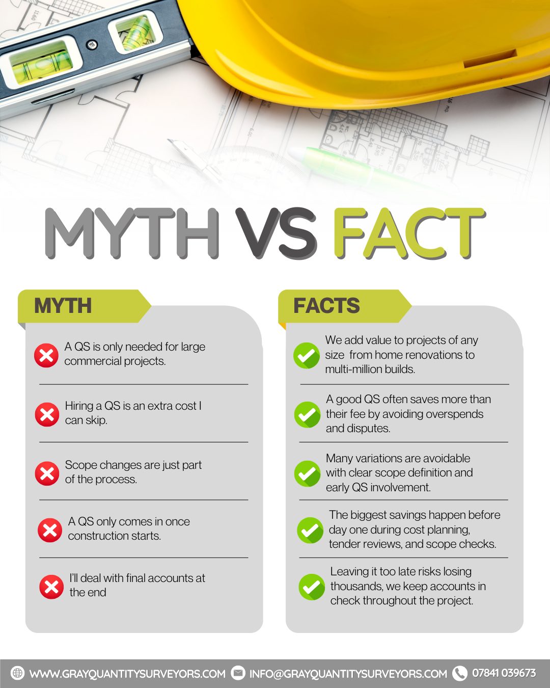 🚨 The Myths That Are Quietly... - Gray Quantity Surveyors | Facebook
