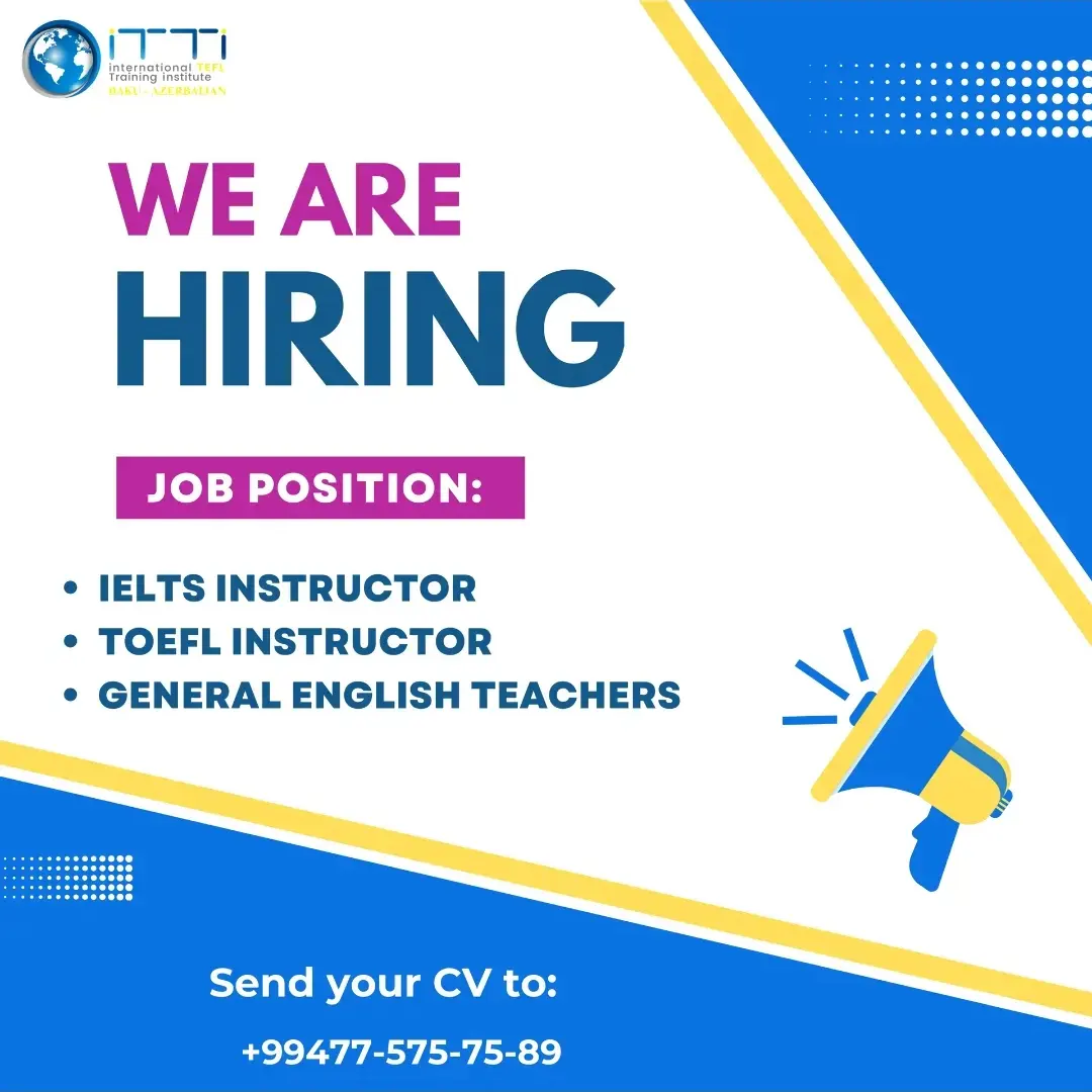 💁‍♂️ We are hiring teachers to teach General English, IELTS and TOEFL 3 ...