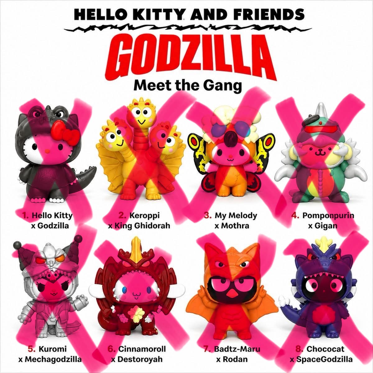 Hello Kitty and Friends Godzilla Happy Meal Toys for Trade in Wake
