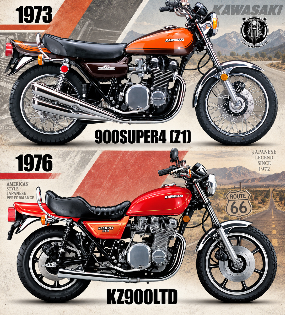 What is the top speed of a 1976 Kawasaki KZ900 Ltd?