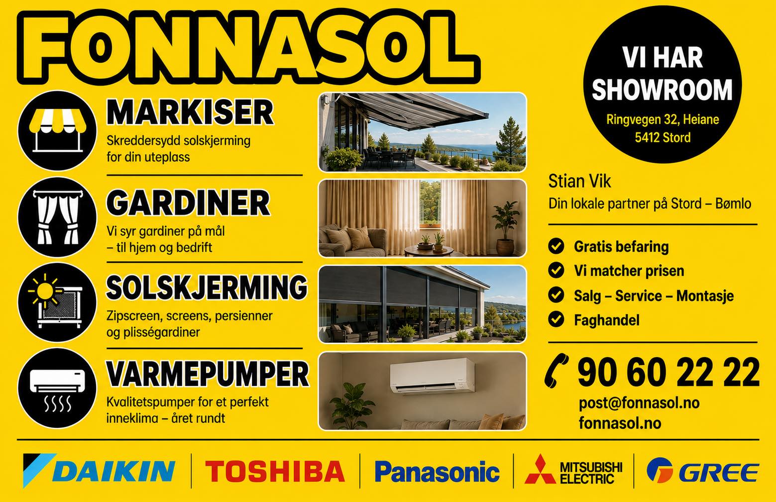 Fonnasol - Solskjerming & Varmepumper | Stord Island