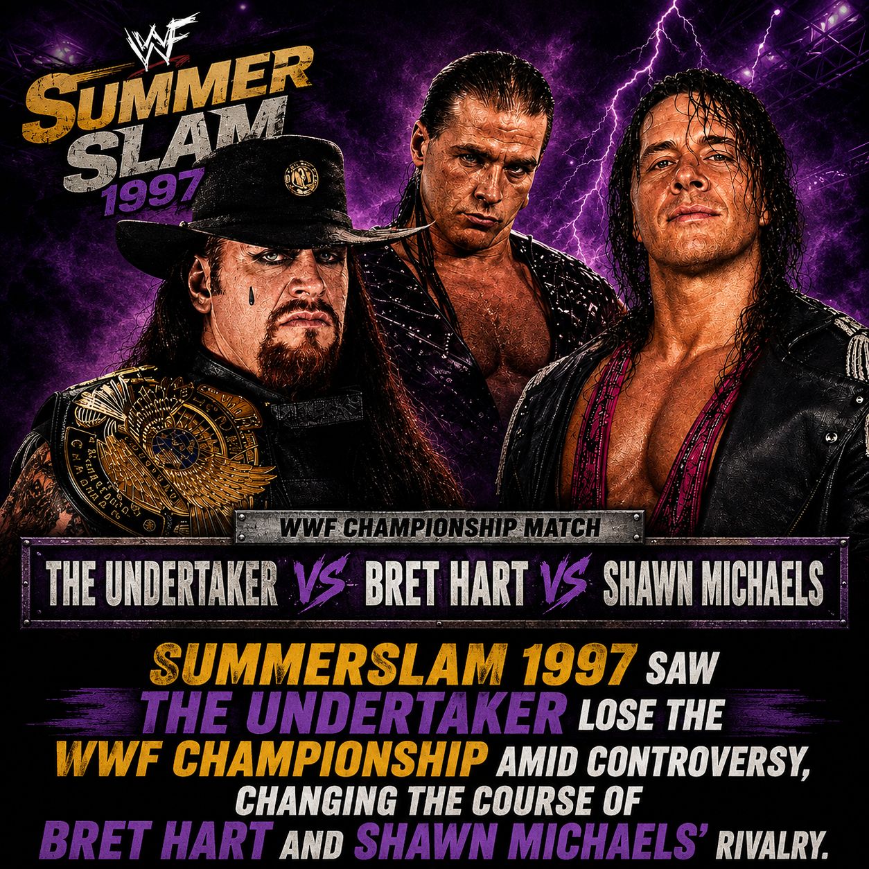 On this day in 1997, Bret Hart beat The Undertaker to win the WWF