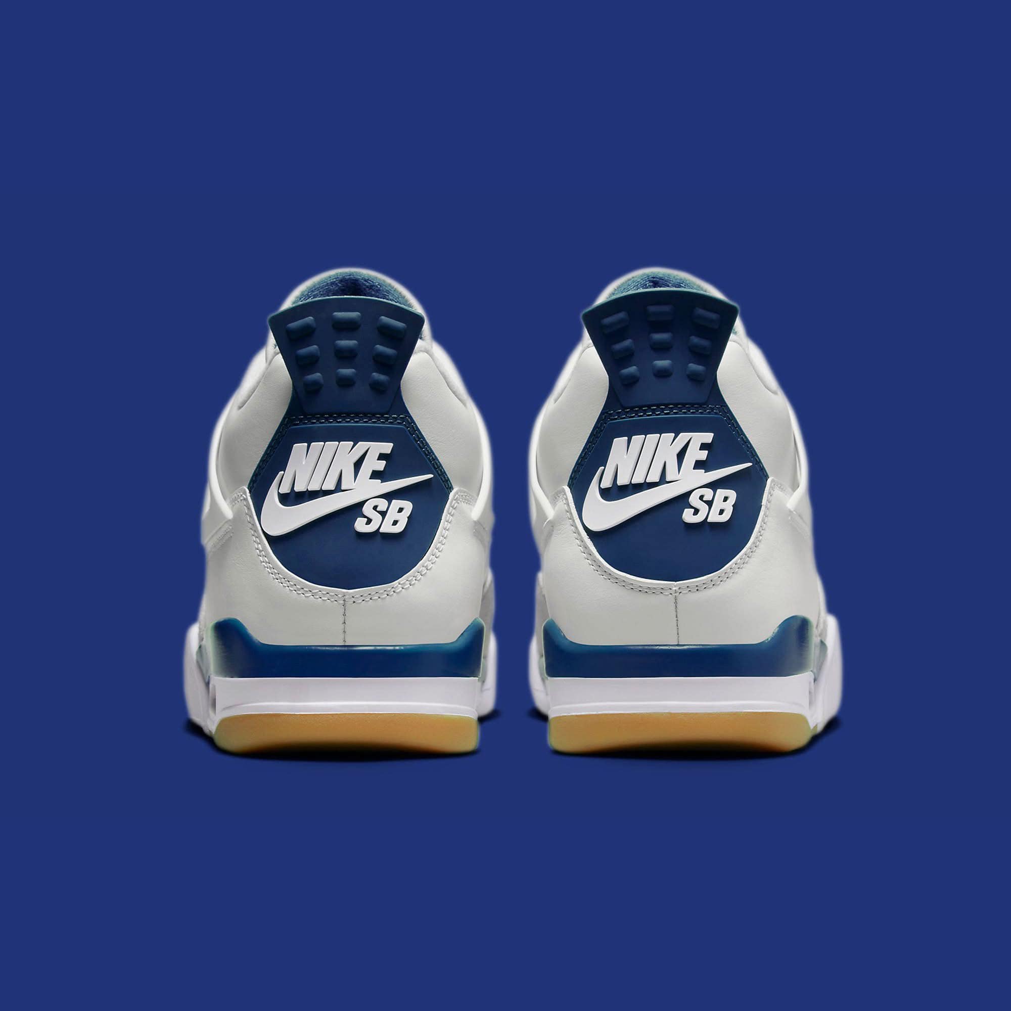 Detailed look at the Nike SB x Air Jordan 4 “White/Navy” set for 