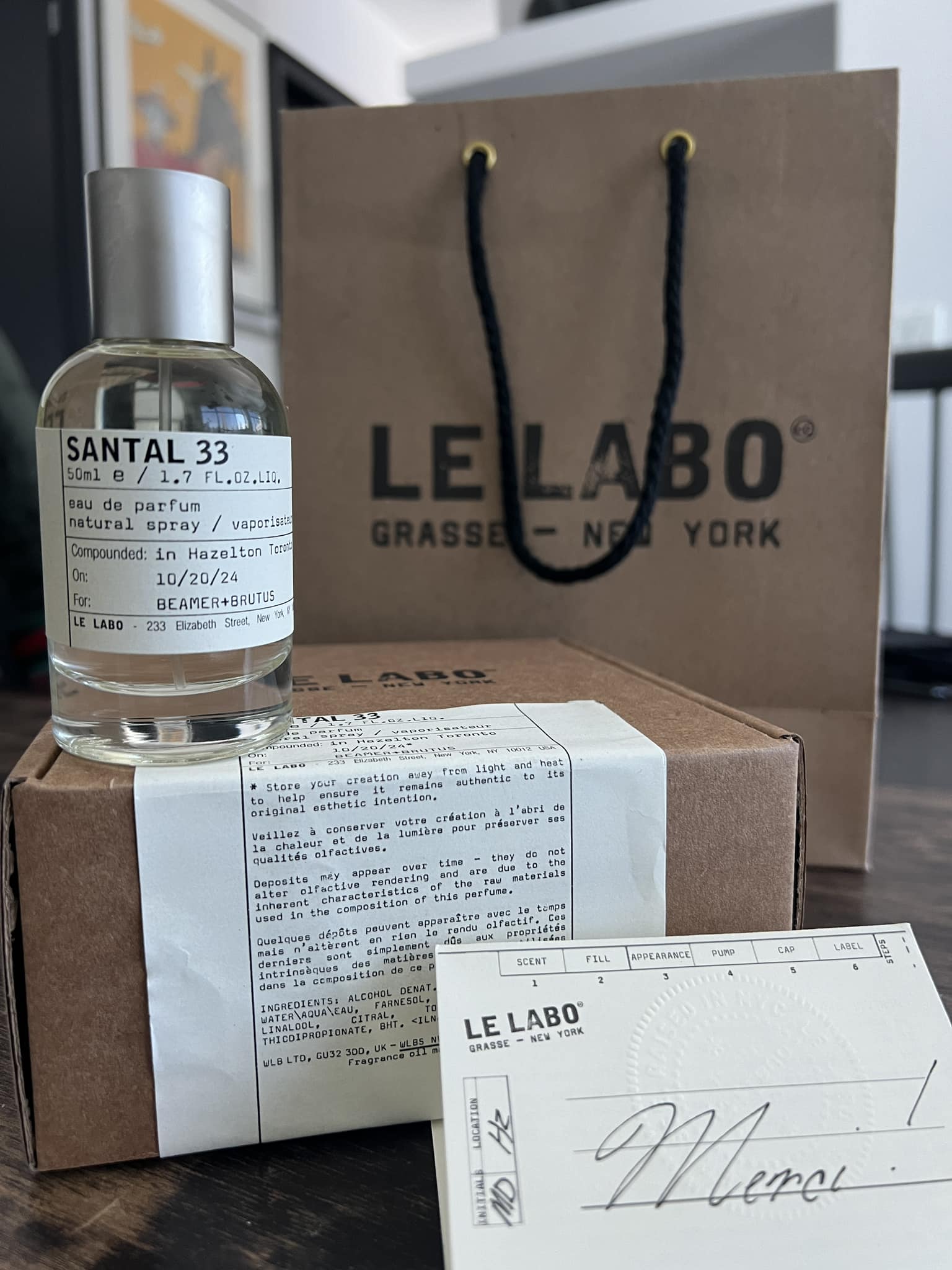 Shopping yesterday in Yorkville, I bagged the boy some Santal 33 