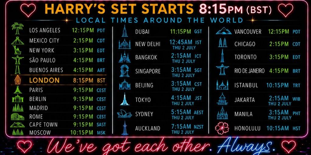 Harry Styles concert timings for July 10, 2026