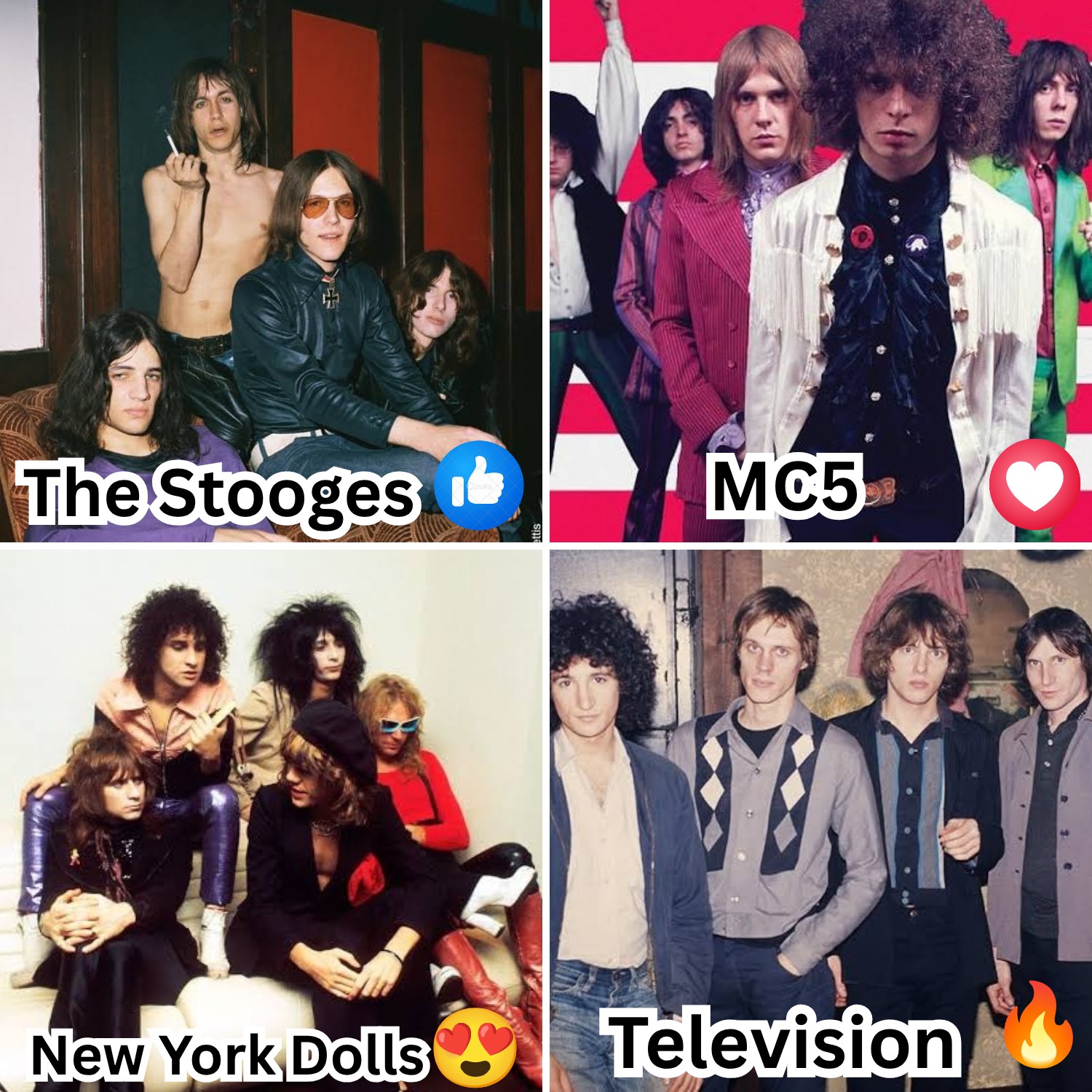 🎤 👍 The Stooges // ❤️ MC5 // 🥰 New York Dolls
