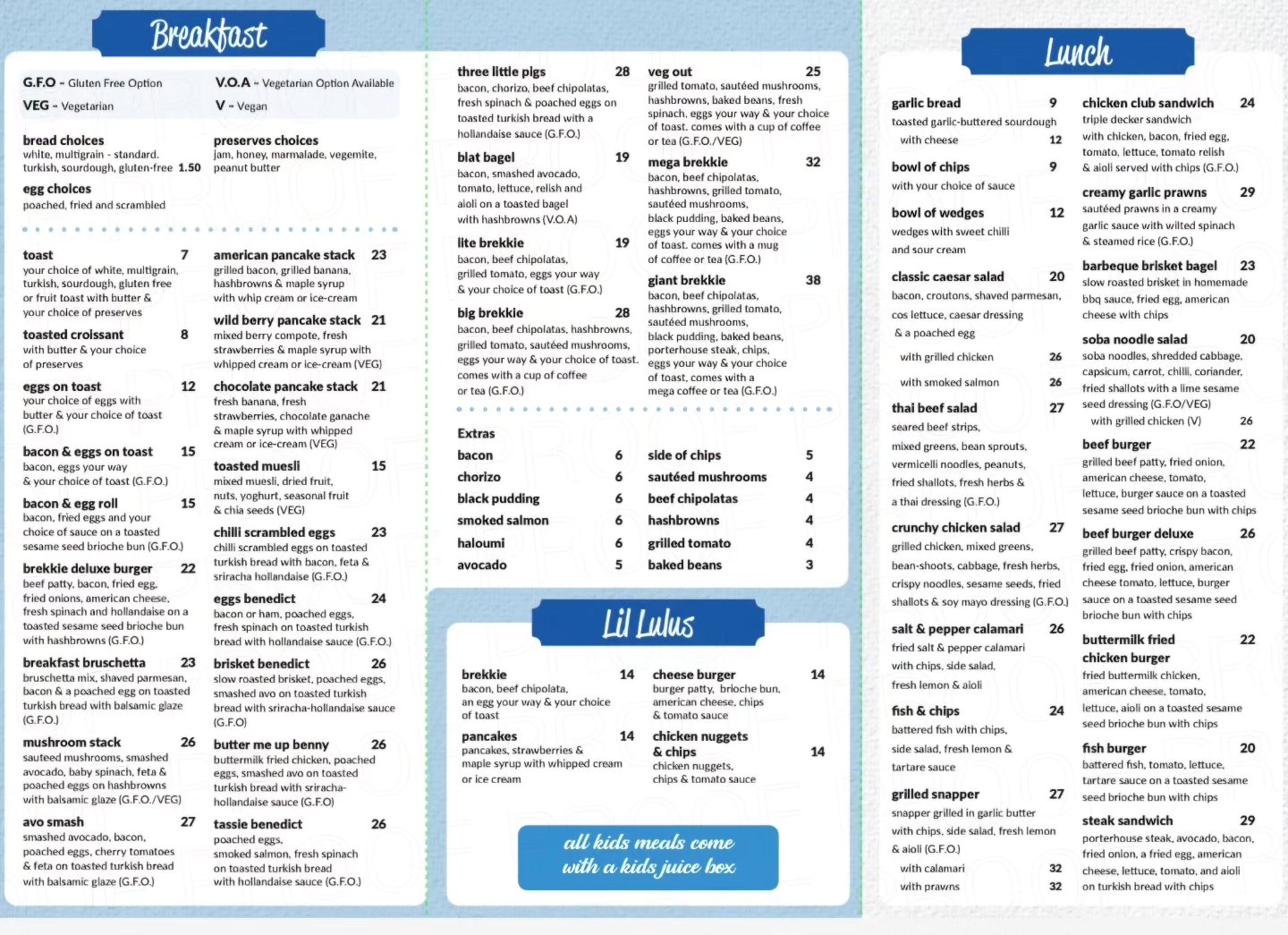 Our updated menu 📋... - Lulu's Cafe Rockingham Foreshore | Facebook