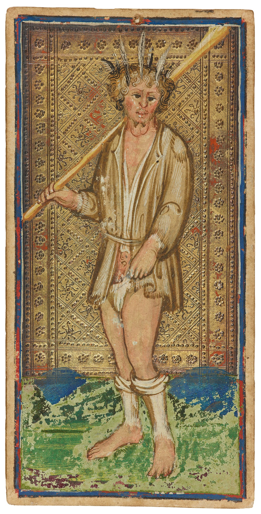 Bonifacio Bembo's tarot series features the fool and death looking