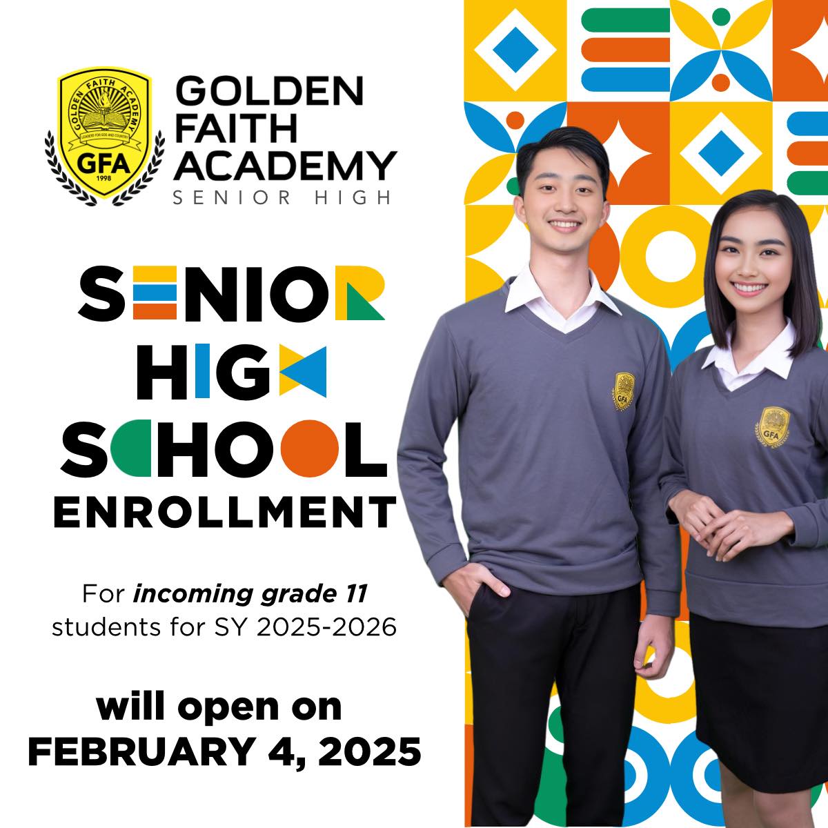 Golden - 📢 GFA SENIOR HIGH SCHOOL ENROLLMENT OPENING for SY 2025-2026 ...