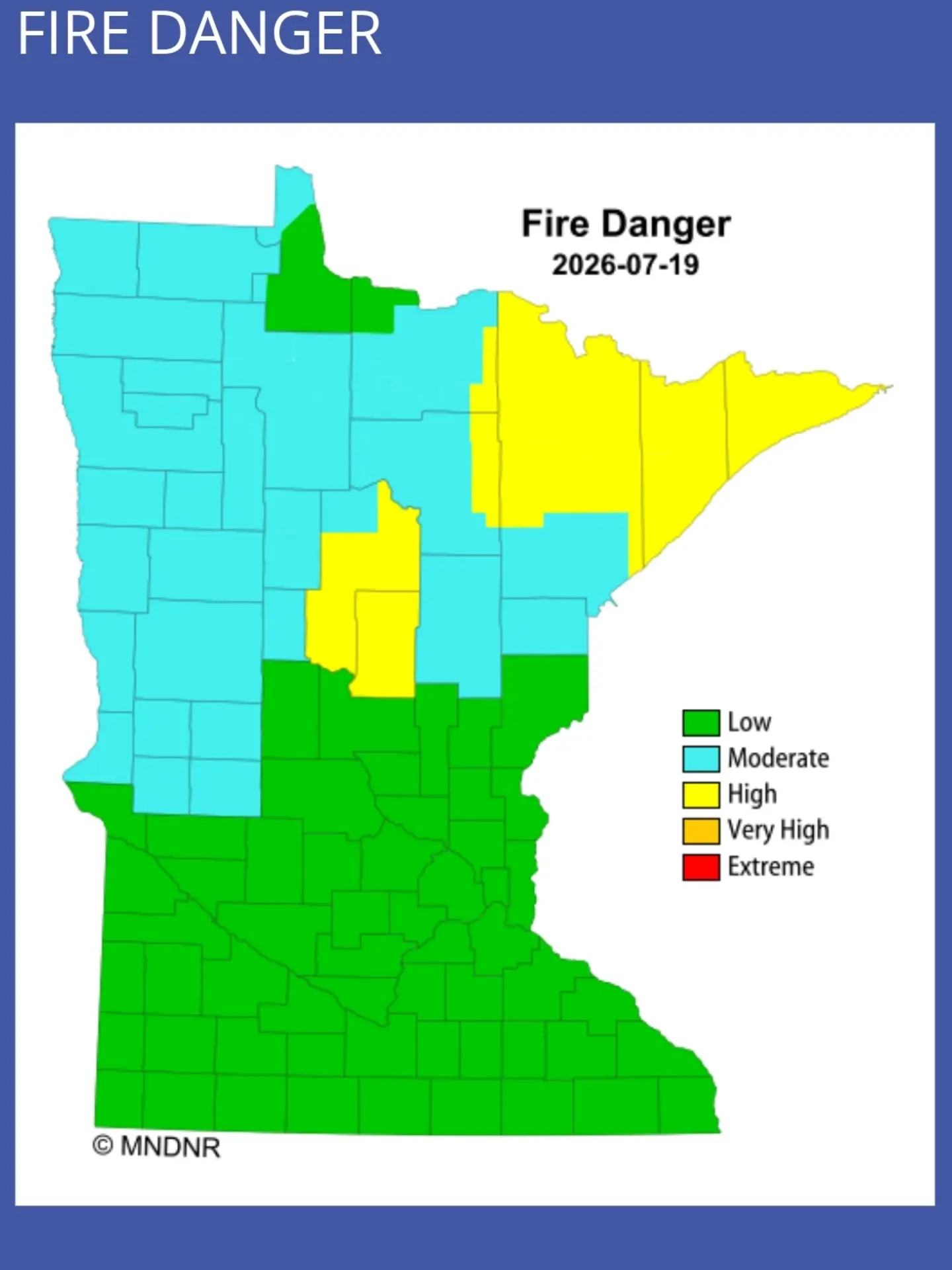 High fire danger in Crow Wing County today