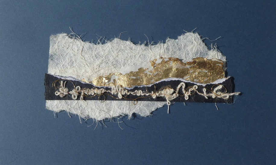 Audrey - Another new abstract collage, featuring gold leaf and hàndspun ...