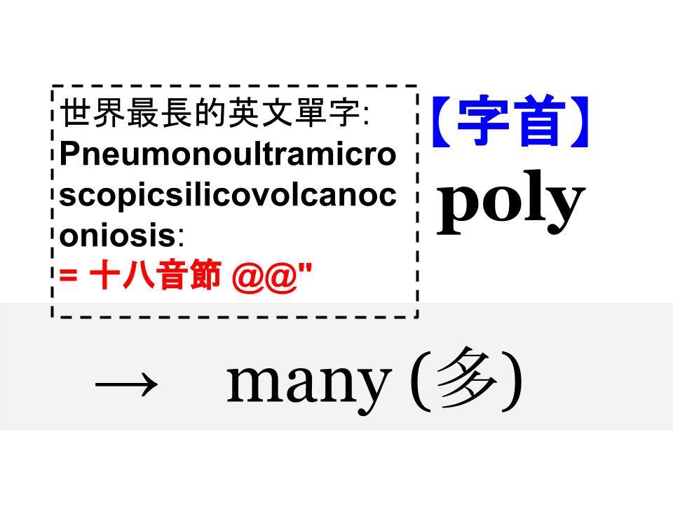 WordBranch - 【 解說 】 今天介紹的字首是 poly-, 意思是多的. 記憶救星:『 多 』音節的... | Facebook