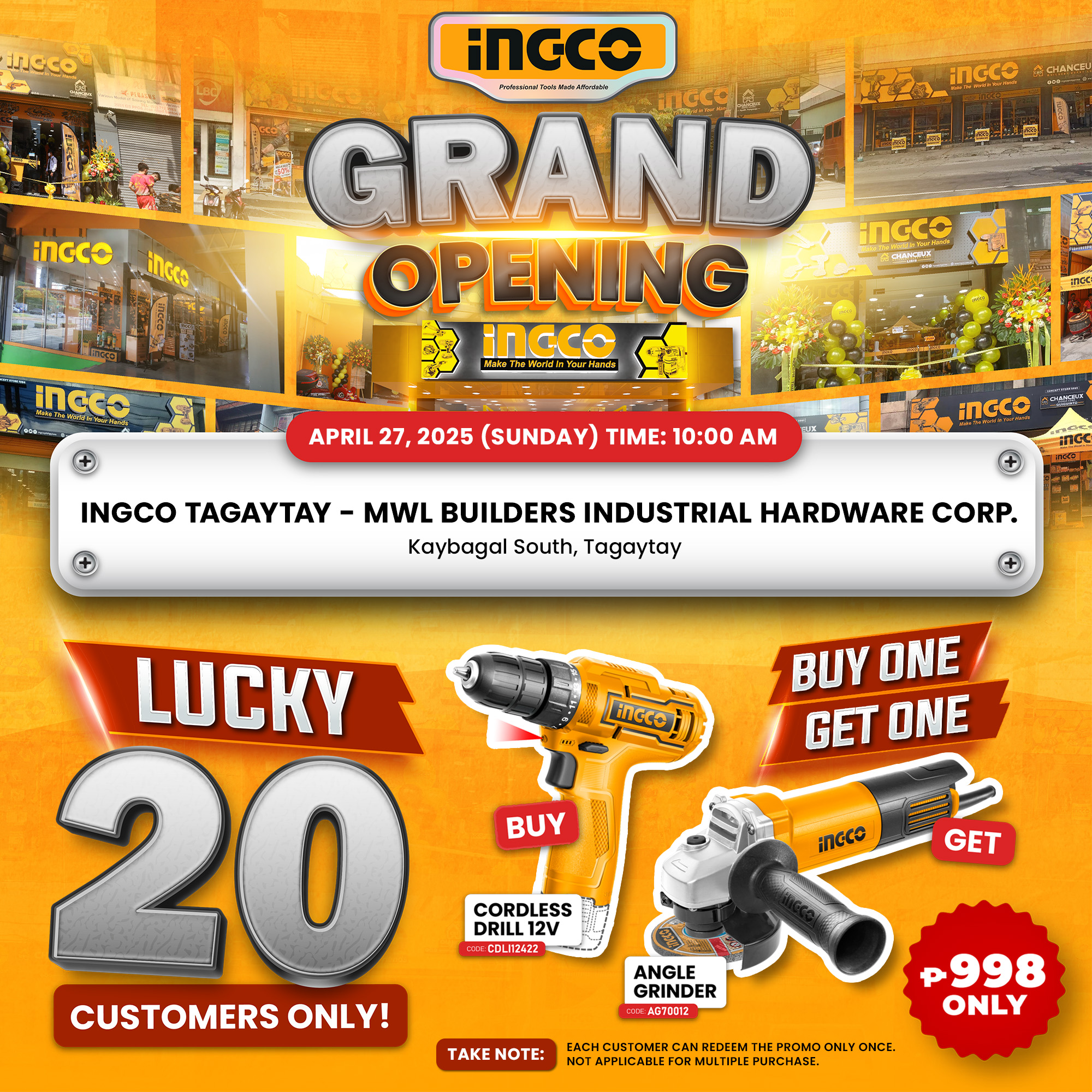 INGCO - 🎉 𝗚𝗥𝗔𝗡𝗗 𝗢𝗣𝗘𝗡𝗜𝗡𝗚! 🎉 📢 Attention mga ka-INGCO! We are thrilled to ...