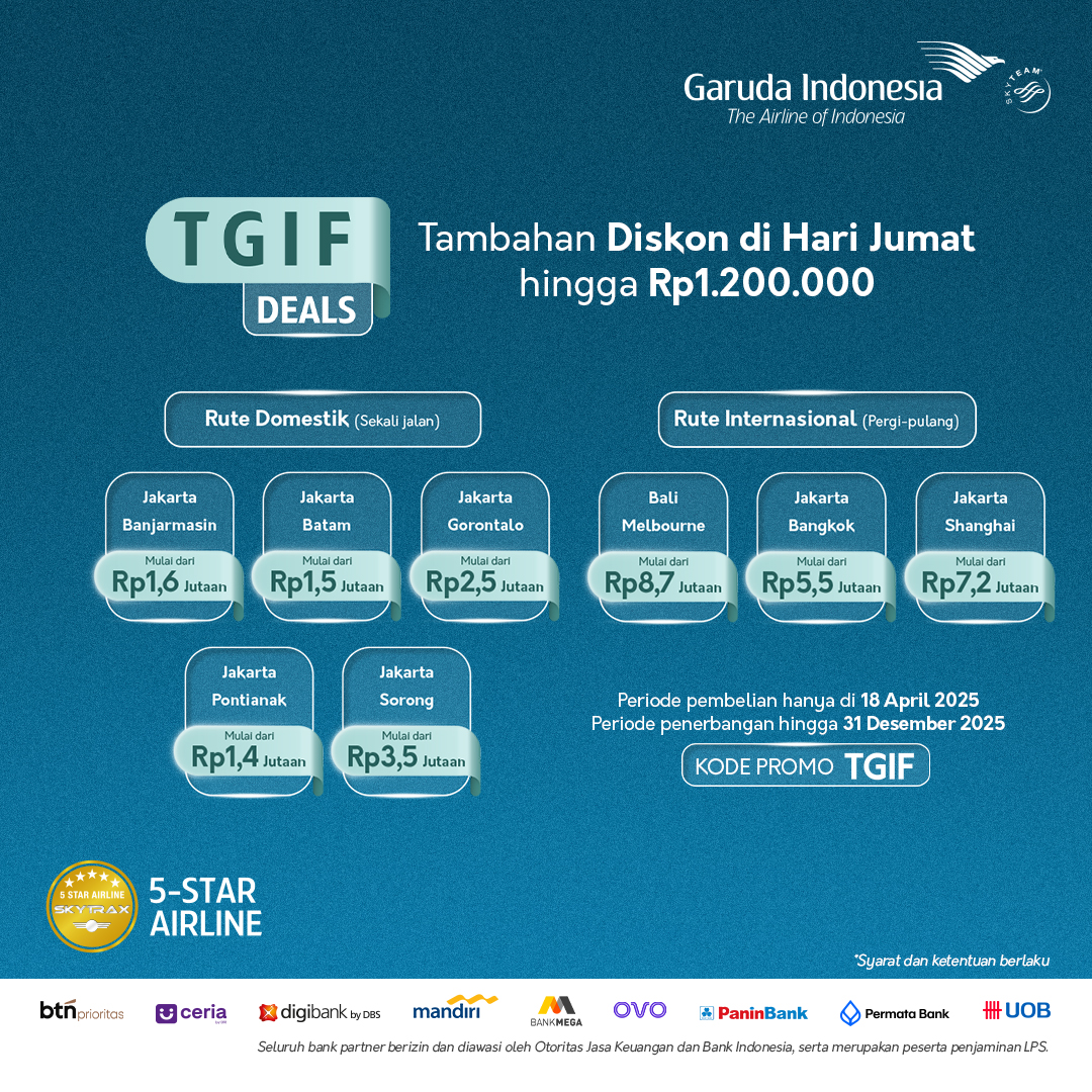 Garuda - Nikmati harga spesial hanya di 18 April 2025 untuk rute ...