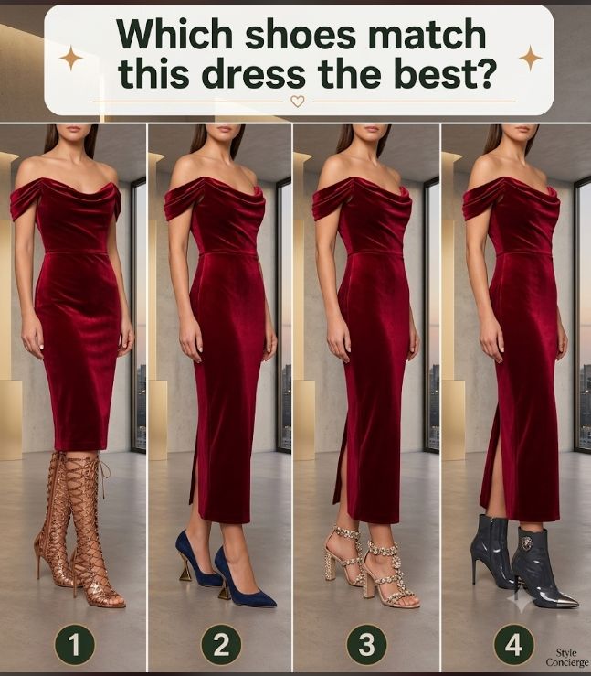 what shoes to wear with burgundy velvet dress dress? Red velvet Size:XS (1-2) ankle high dress boots Tiffany Designs Damas Dress