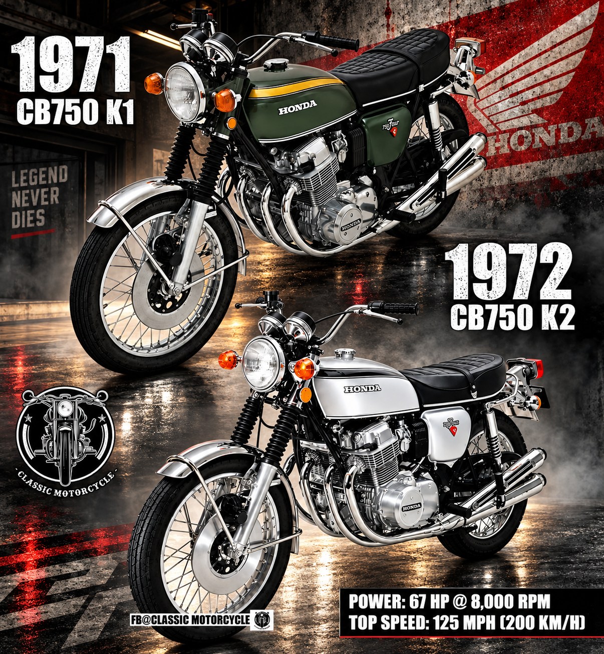 Honda CB750K and CB750F motorcycle models