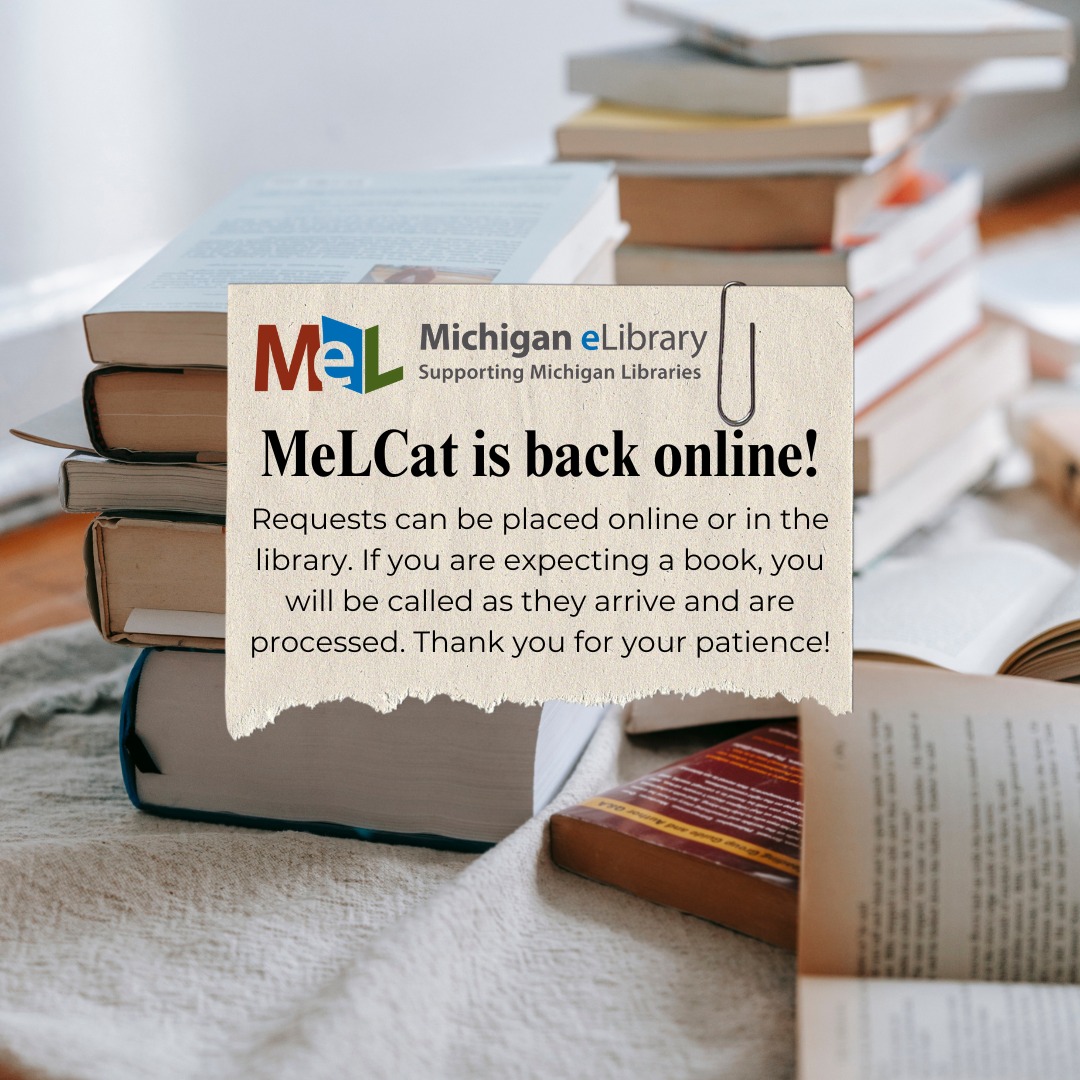 Kalkaska County Library - MeLCat is back online!😍 Requests can be ...