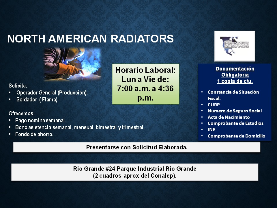 Bolsa de trabajo Nuevo Laredo | North American Radiators, solicita ...
