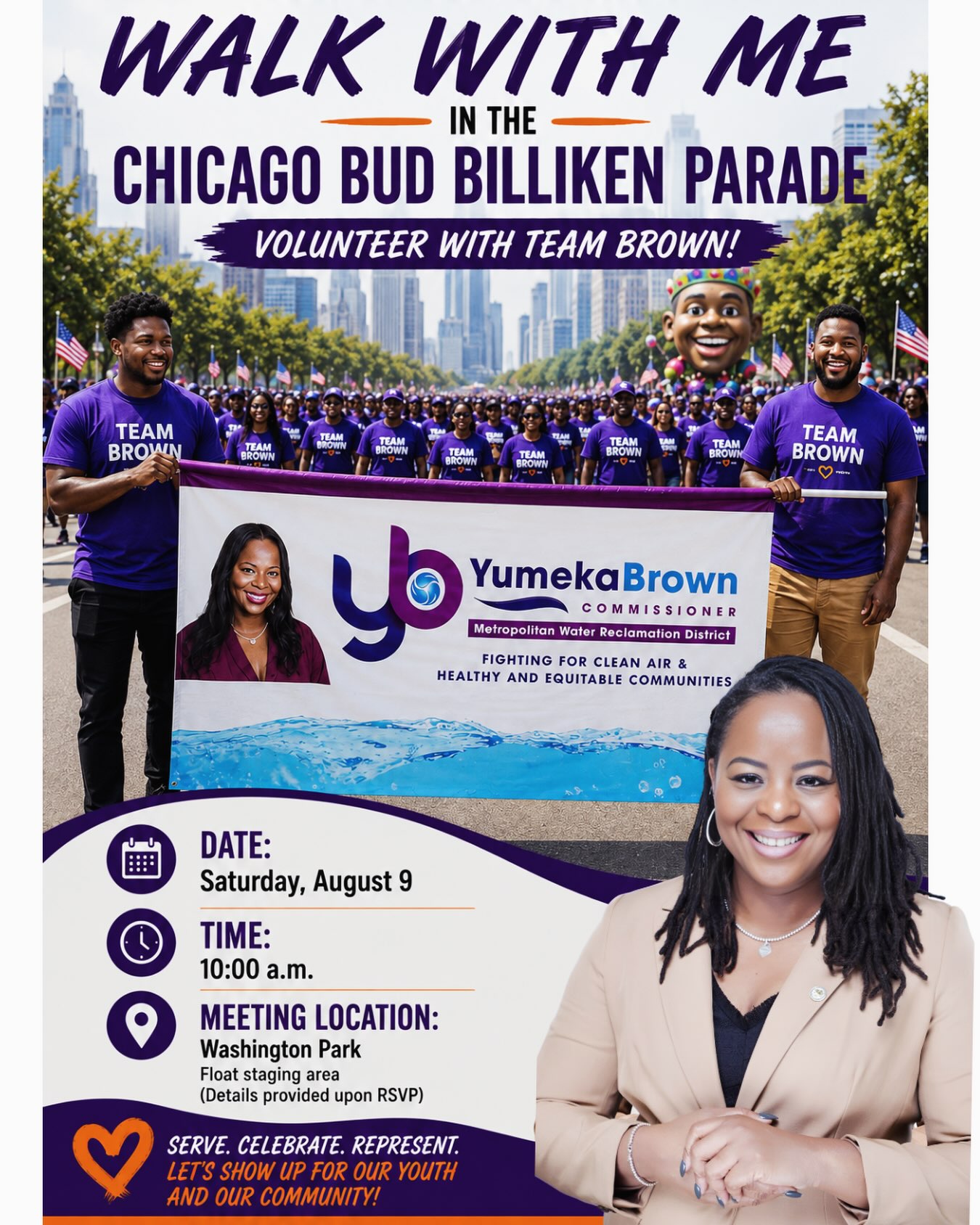 カラ Join Team Brown at the Chicago Bud Billiken Parade on August 9