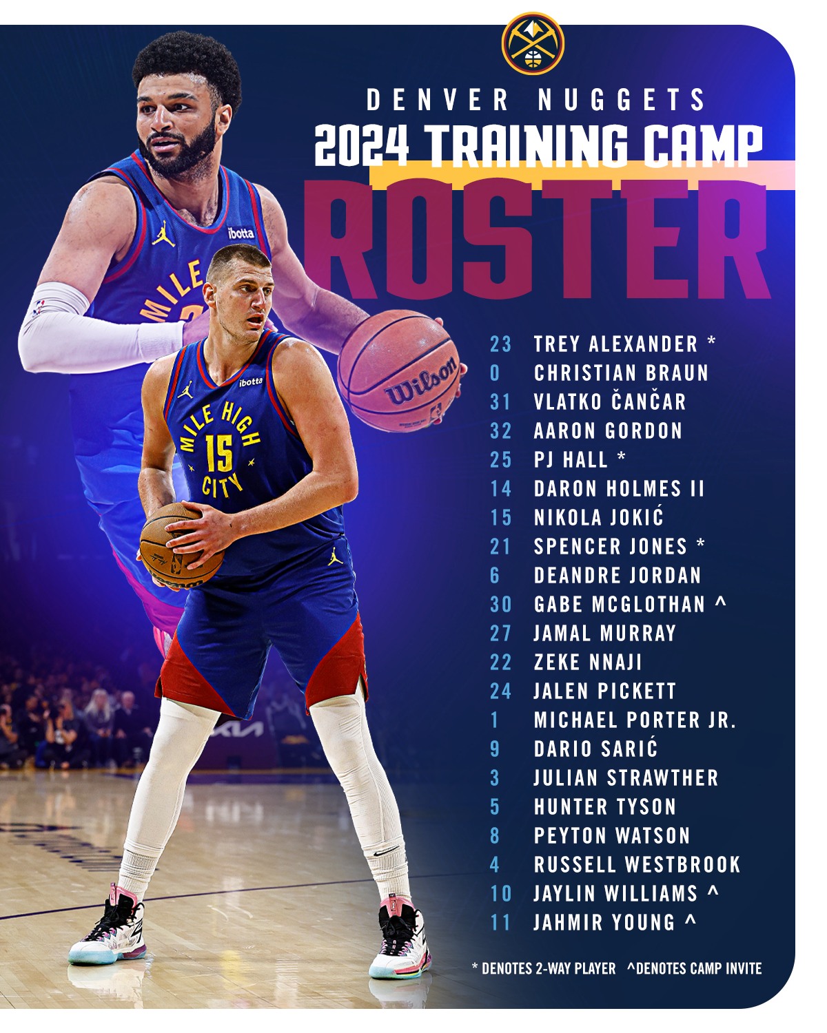 Denver Nuggets - The 2024 training camp roster is set ☑️