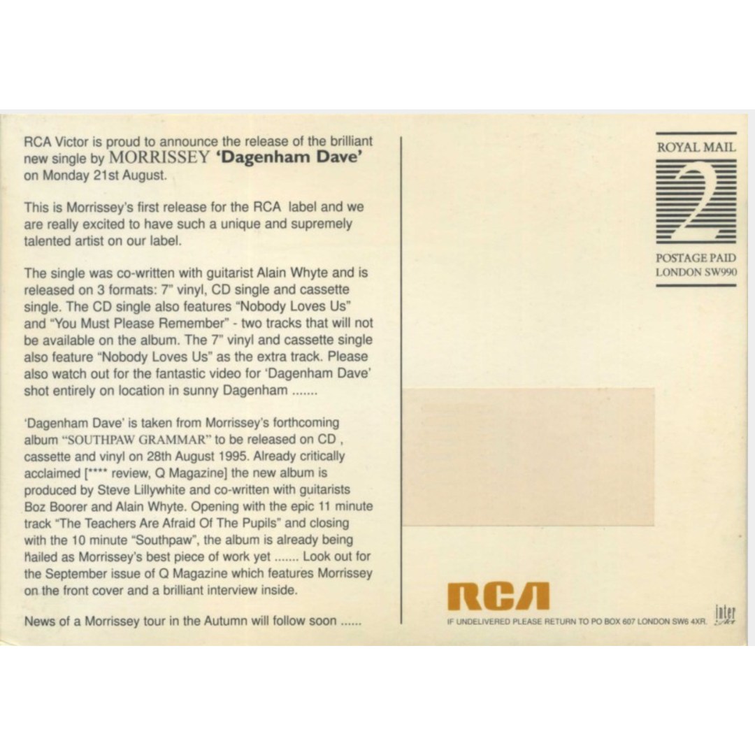 On this day in 1995, Morrissey released the single 