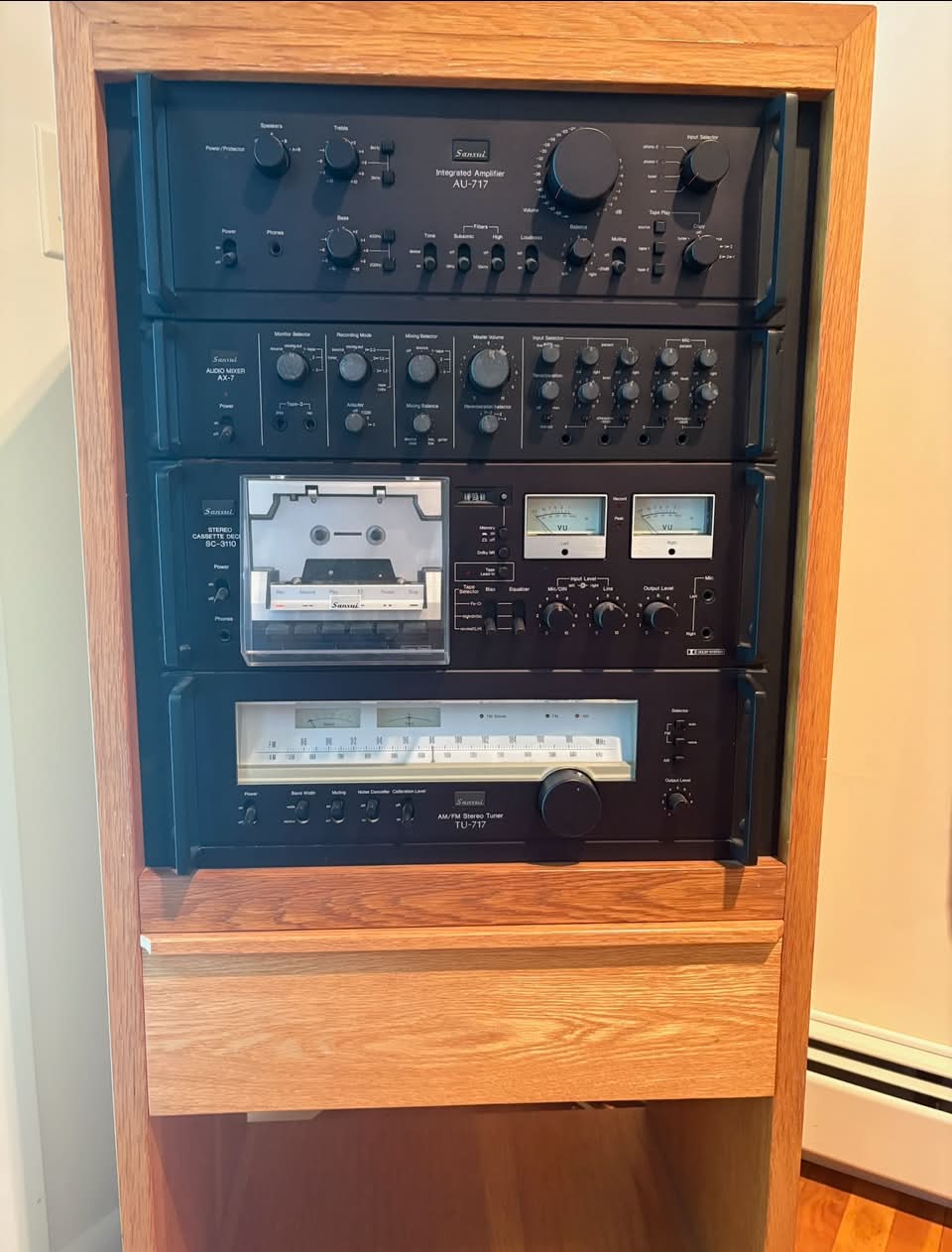 Sansui AU/TU-717 stack with AX-7 and SC-3110 cassette deck