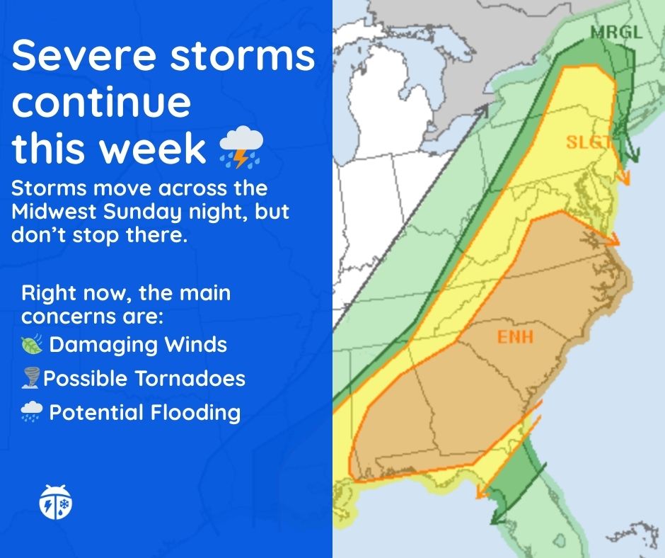 WeatherBug - 🚨 Severe Weather Update: Tonight through Wednesday 🚨 Here ...
