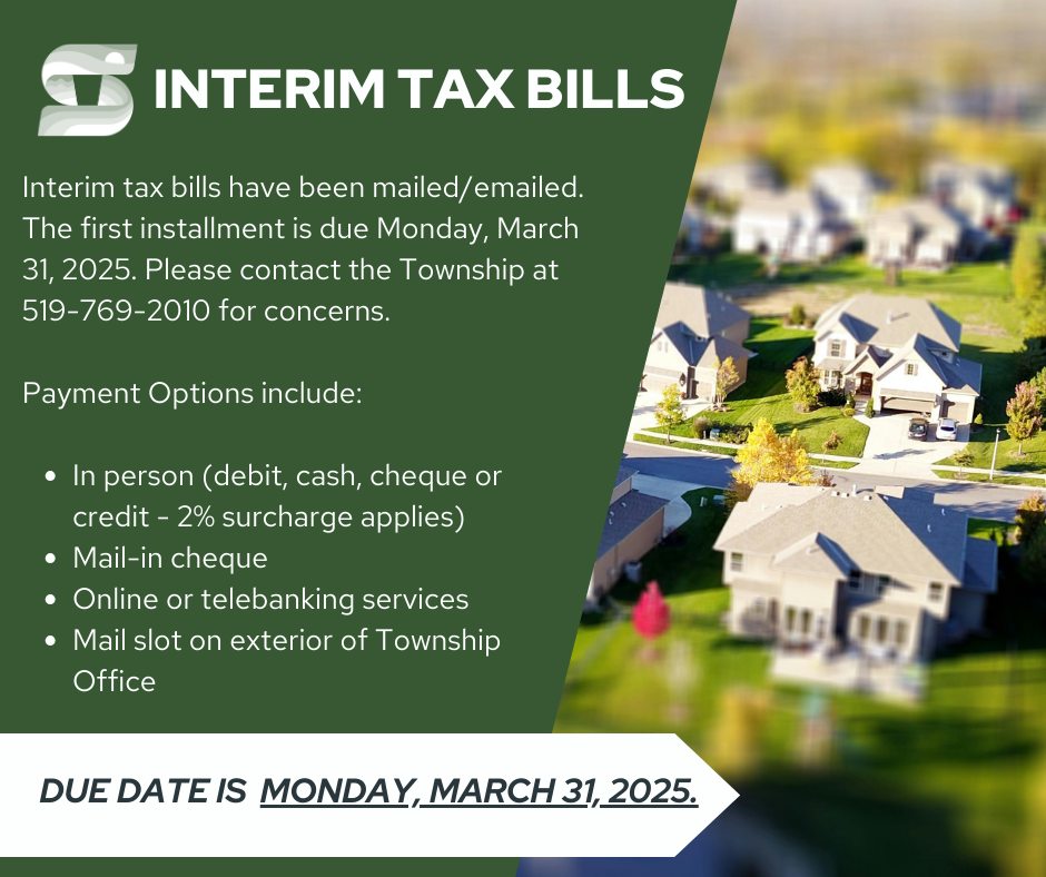 Township - The 2025 Interim Tax Bills have been mailed / emailed. The ...