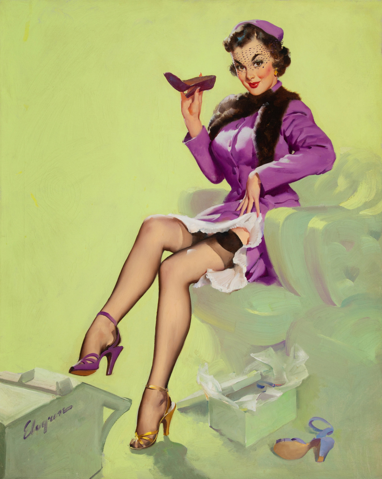 Gil Elvgren made this preliminary painting for his 