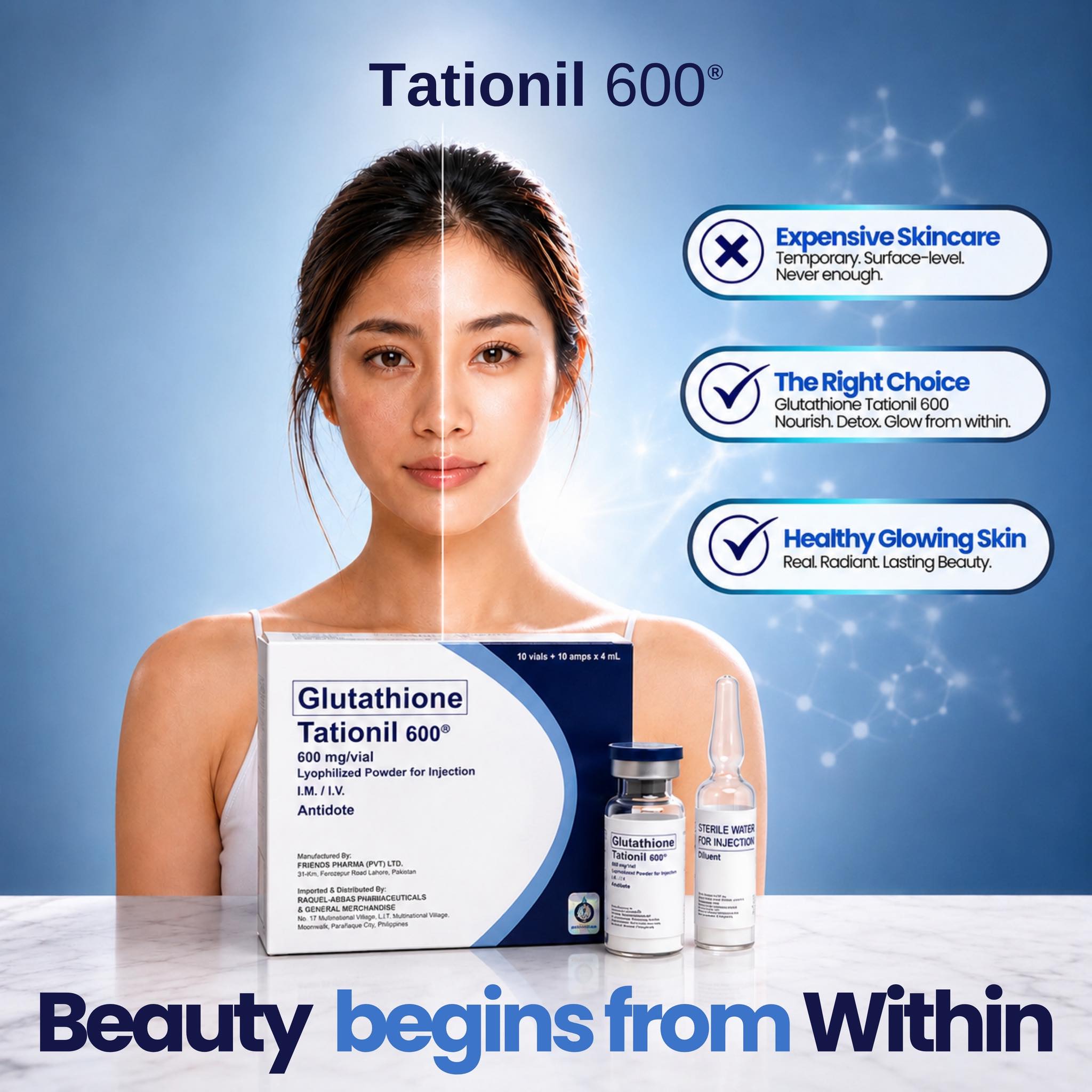 how to administer tationil glutathione 1,6 Hexanediamine - an Skin Luminosity Size:12g - Small Size ( Without Box )