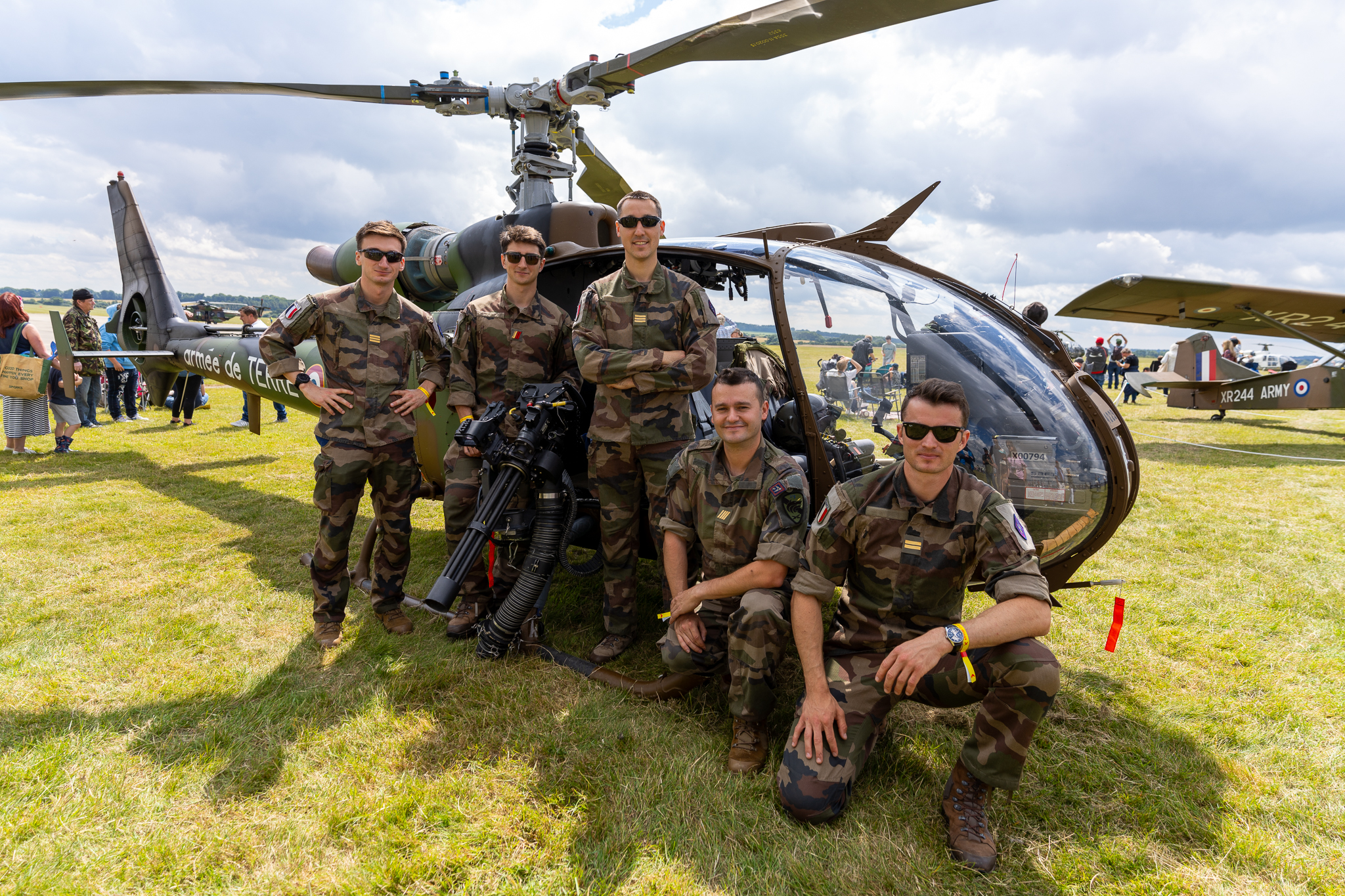 Army - A French Military Gazelle together with crew at Wallop Wheels ...