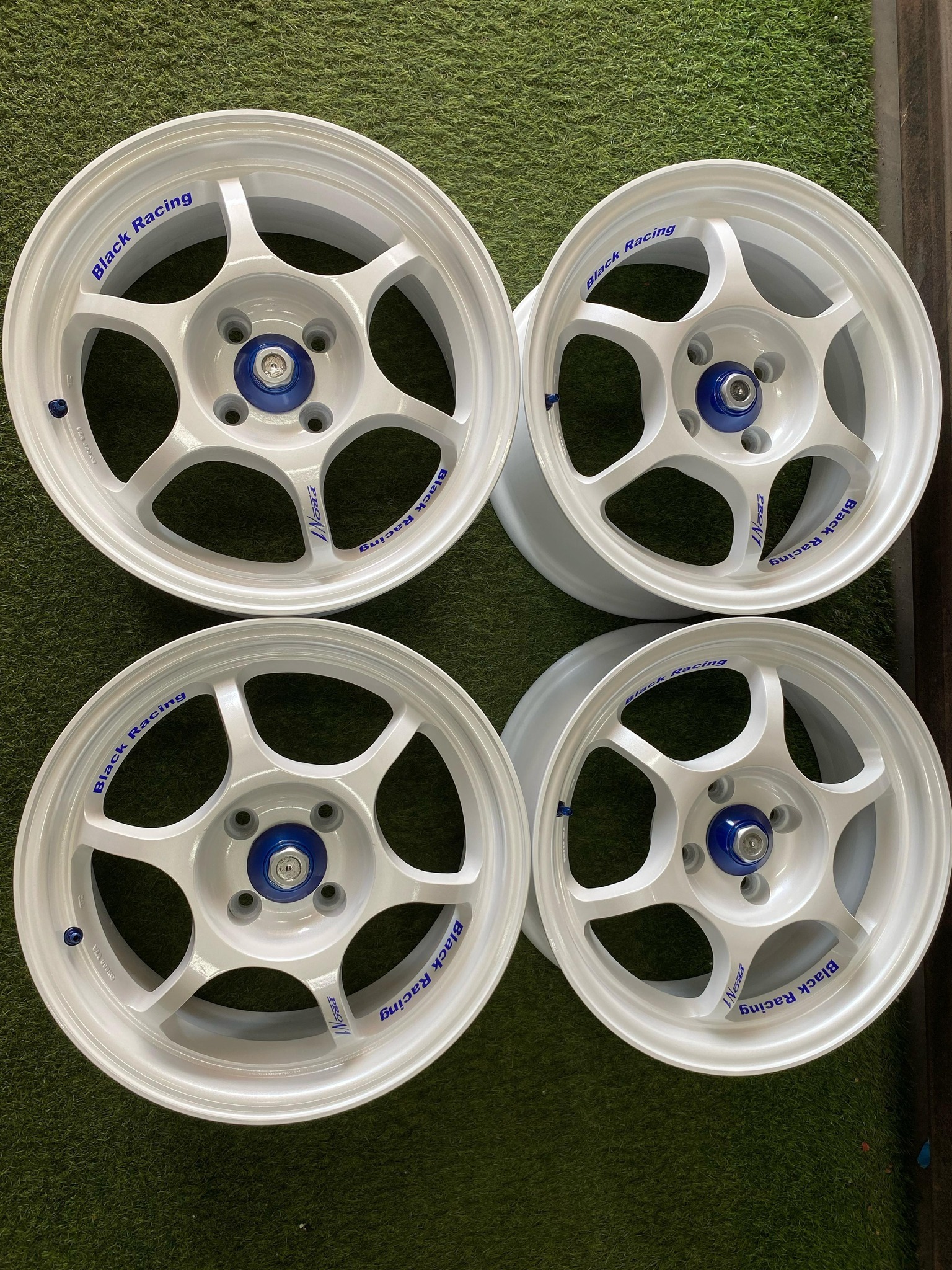 Black Racing PRO-N1 15x7 +38 4x100 Replacement Caps Refurbed