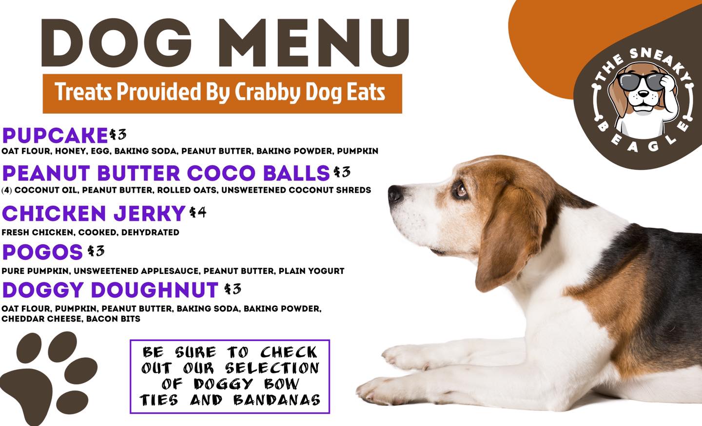 New pup menu rolls out Friday! - The Sneaky Beagle | Facebook