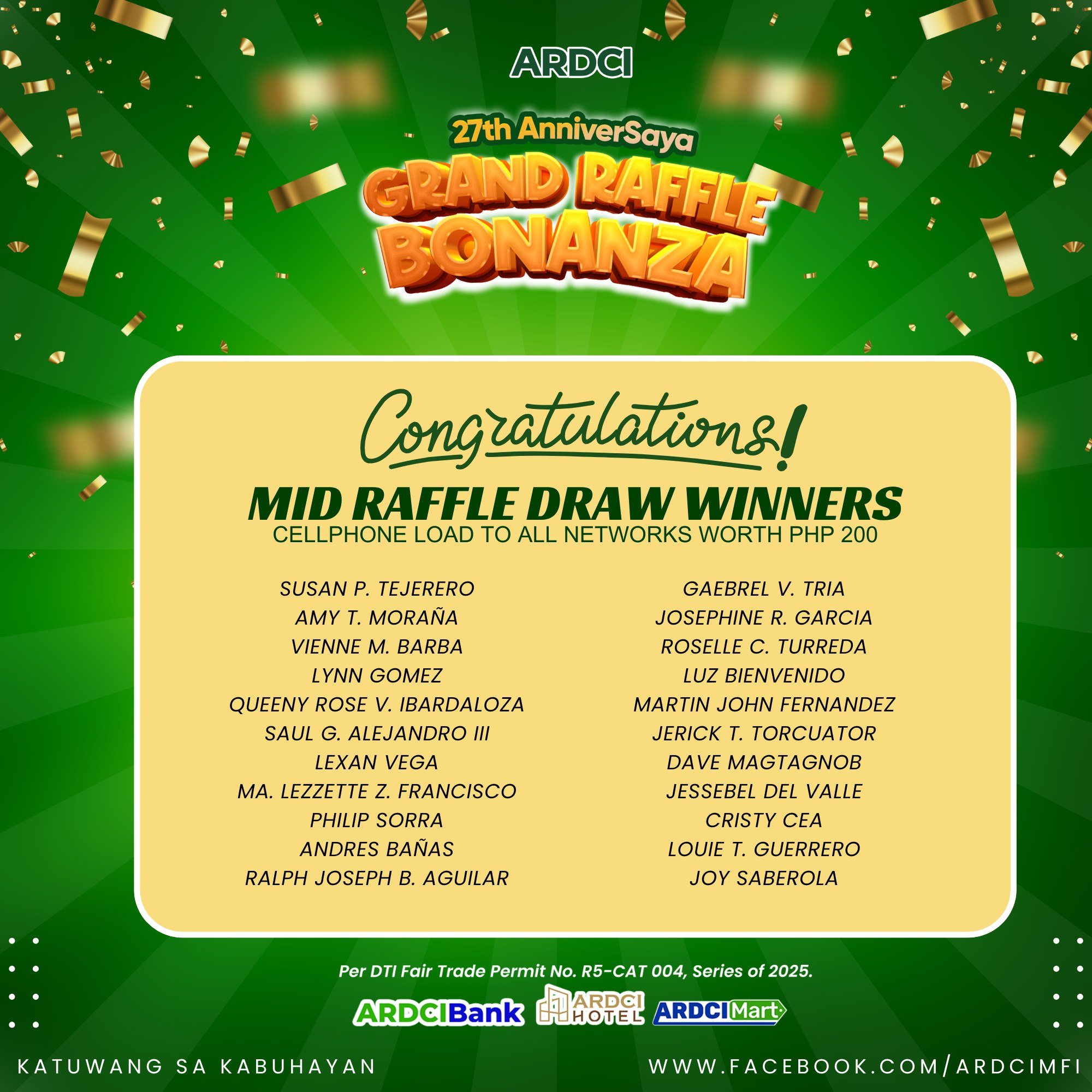 Congratulations to the 25 Load... - ARDCI Microfinance, Inc. | Facebook