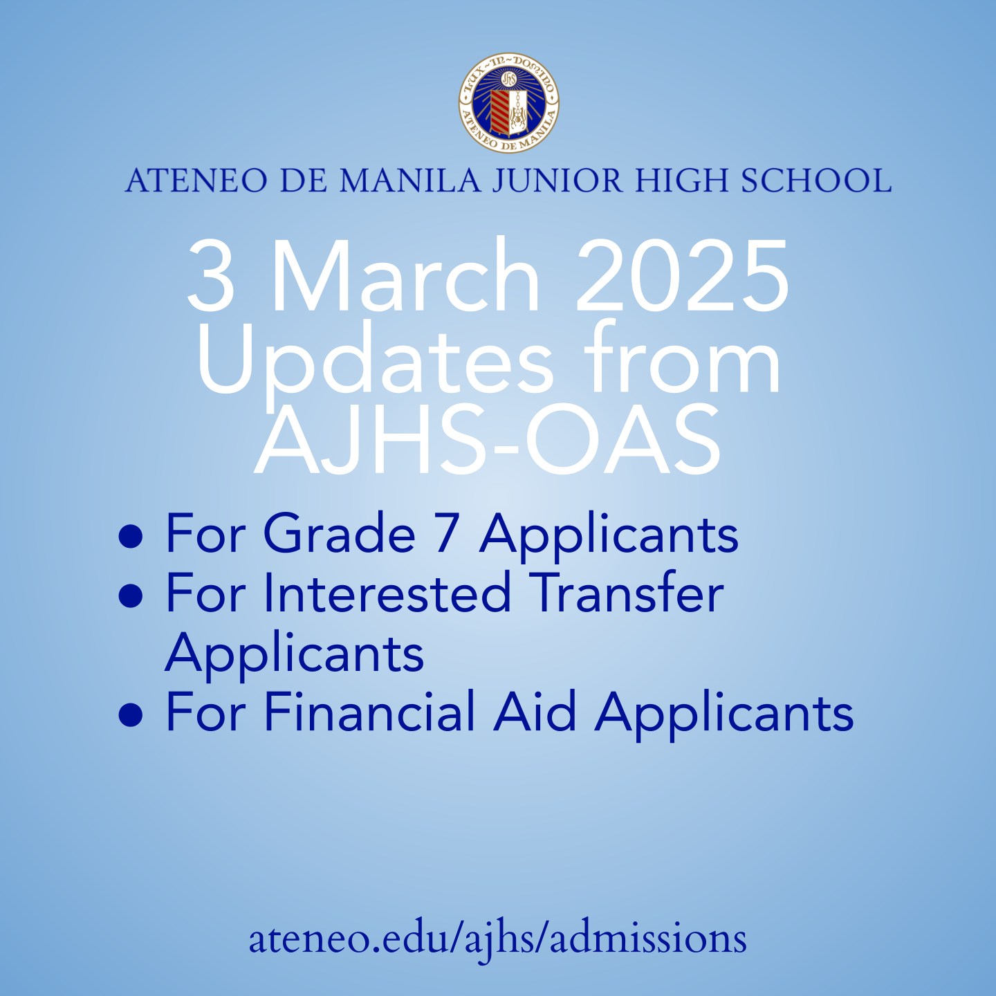 Ateneo de Manila Grade School - Grade 7 applicants, interested transfer ...