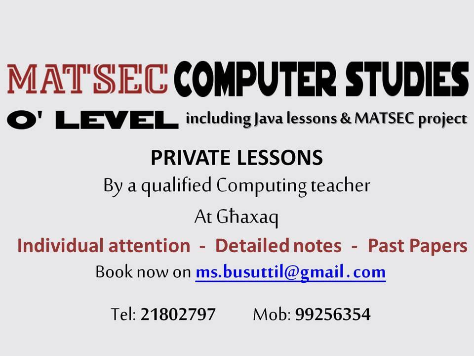 Computer Studies Matsec private lessons