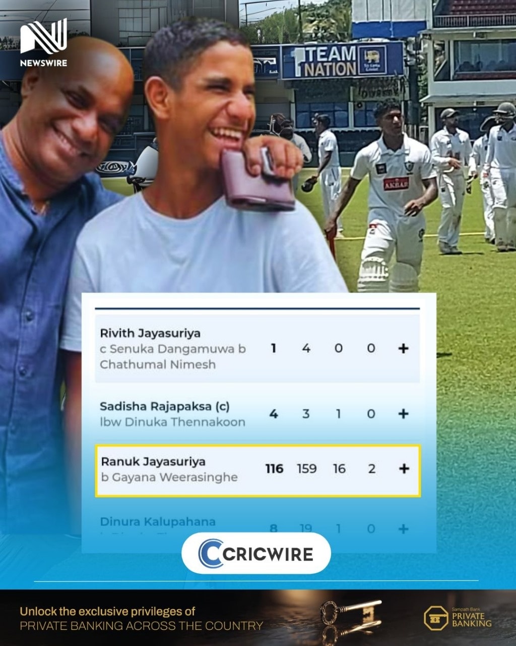 Cricwire - Sanath Jayasuriya’s 18-year-old son, Ranuk... | Facebook